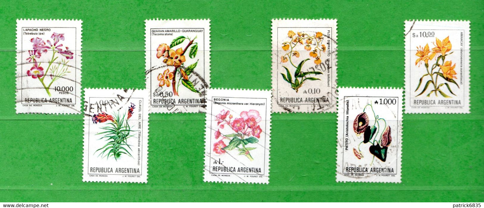 (Us.7) Argentina ° 1982 à 1989 - Fleurs -  Yvert. 1293-1353-1356-1390-1474-1480-1708.  Oblitérer. - Used Stamps