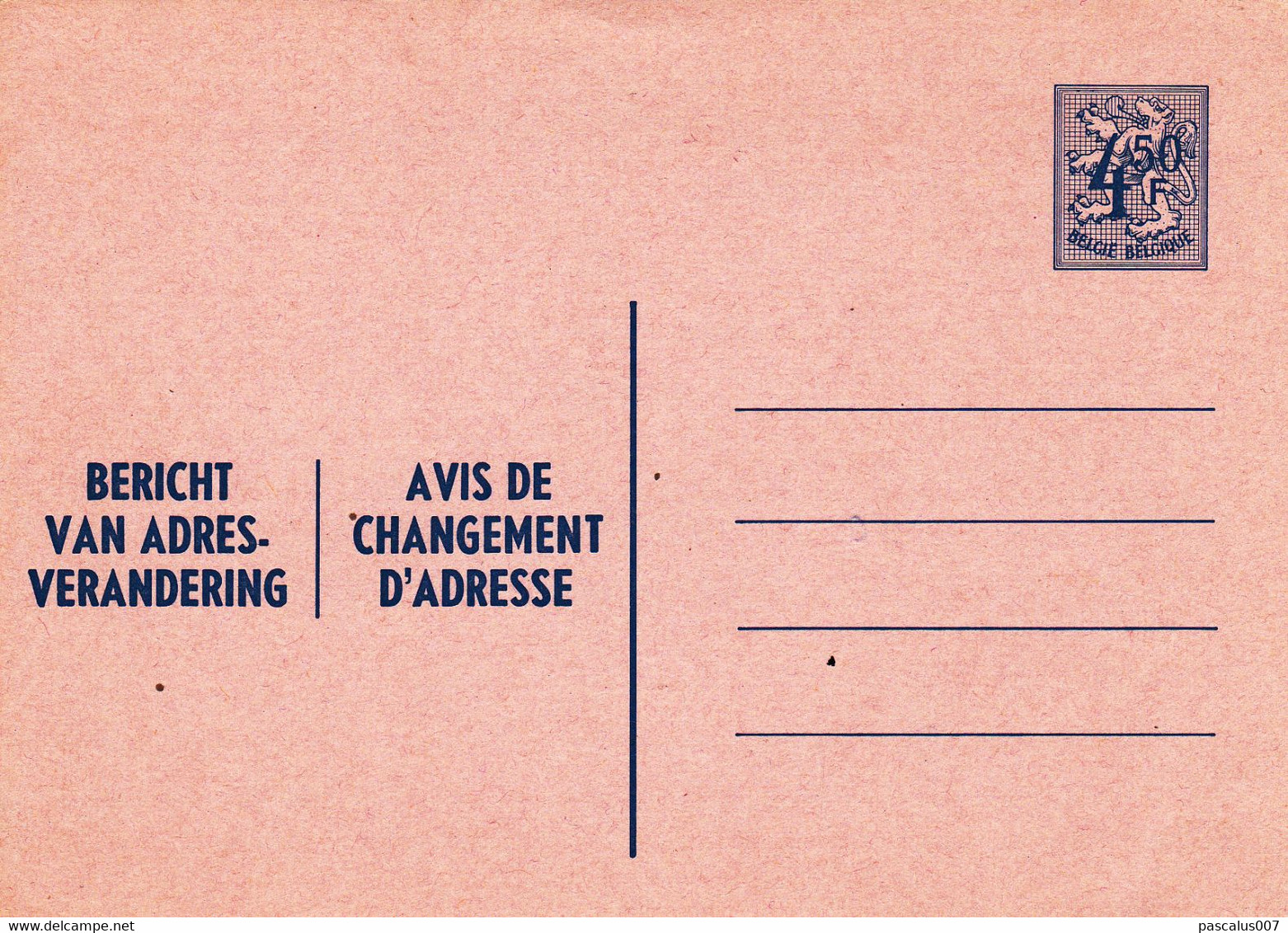 B01-401 AP - Entier Postal - Changement D'adresse N° 20 NF - Bericht Van Adresverandering - Adreswijziging