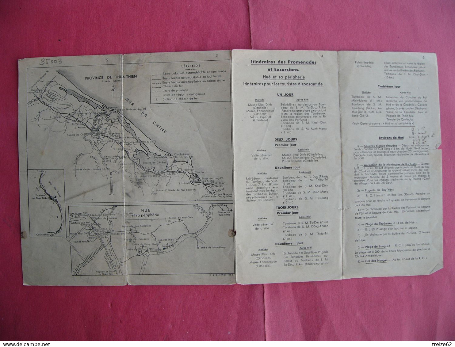 1935 Document Touristique Indochine Française Annam Hué Viet Nam Thua Thien - Reiseprospekte