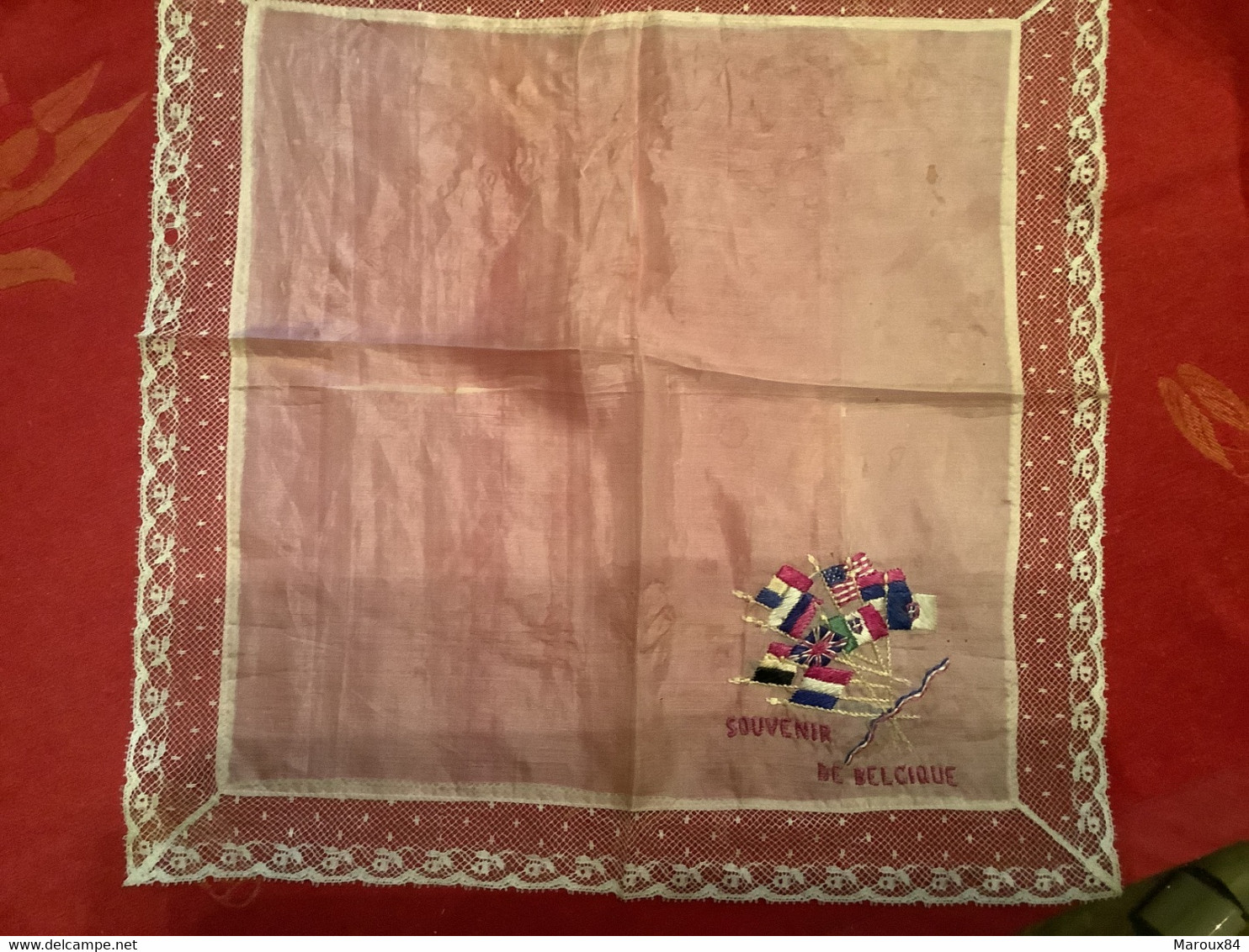 Pochette 34/34 En Soie Brodée De Drapeaux De Différentes Nations  « souvenir De Belgique - Bandiere