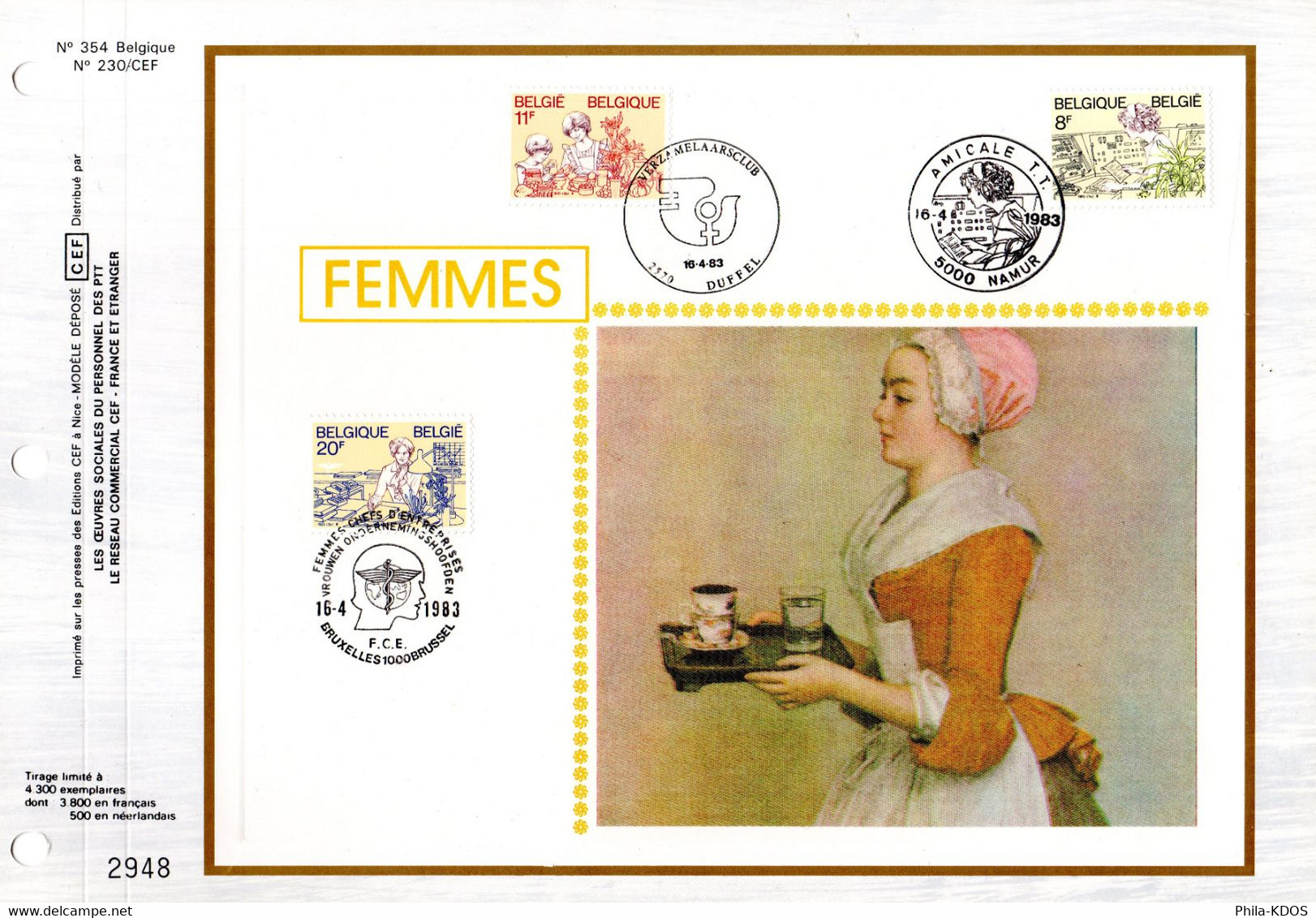 3800 Ex. " FETE DES MERES / FEMMES " Sur Feuillet CEF 1er Jour Sur Soie De Belgique De 1983 N° YT 2086 à 2088. FDC - Non Classificati