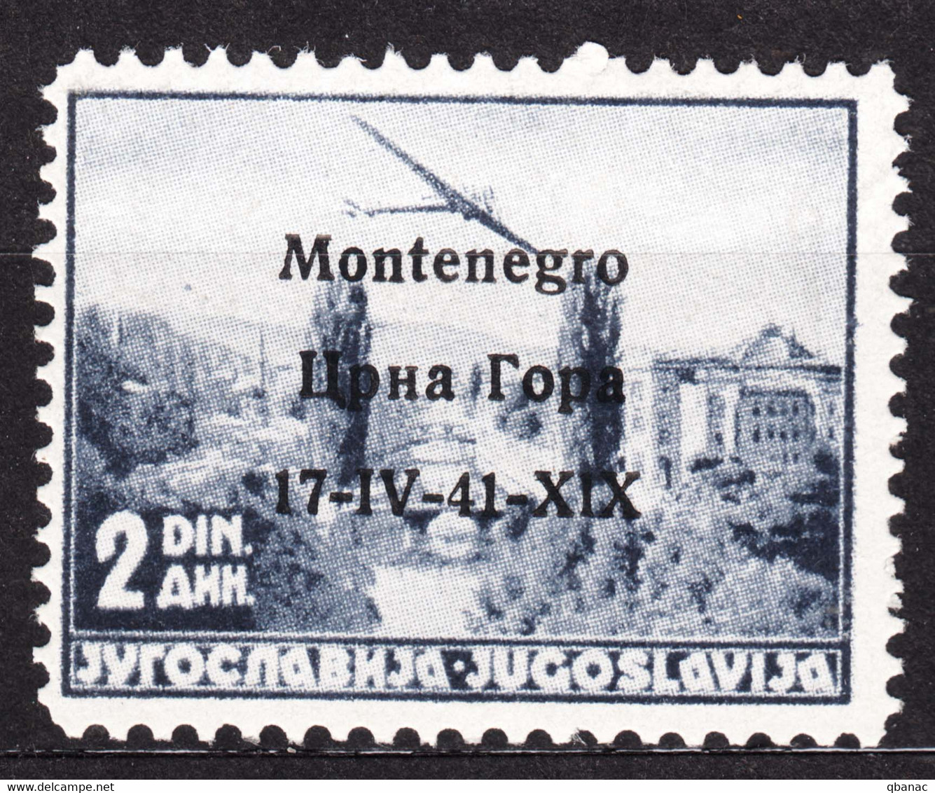 Italy Occupation Of Montenegro 1941 Governatorato Black Overprint Mi#17 Sassone#3 (Posta Aerea) Mint Hinged - Montenegro