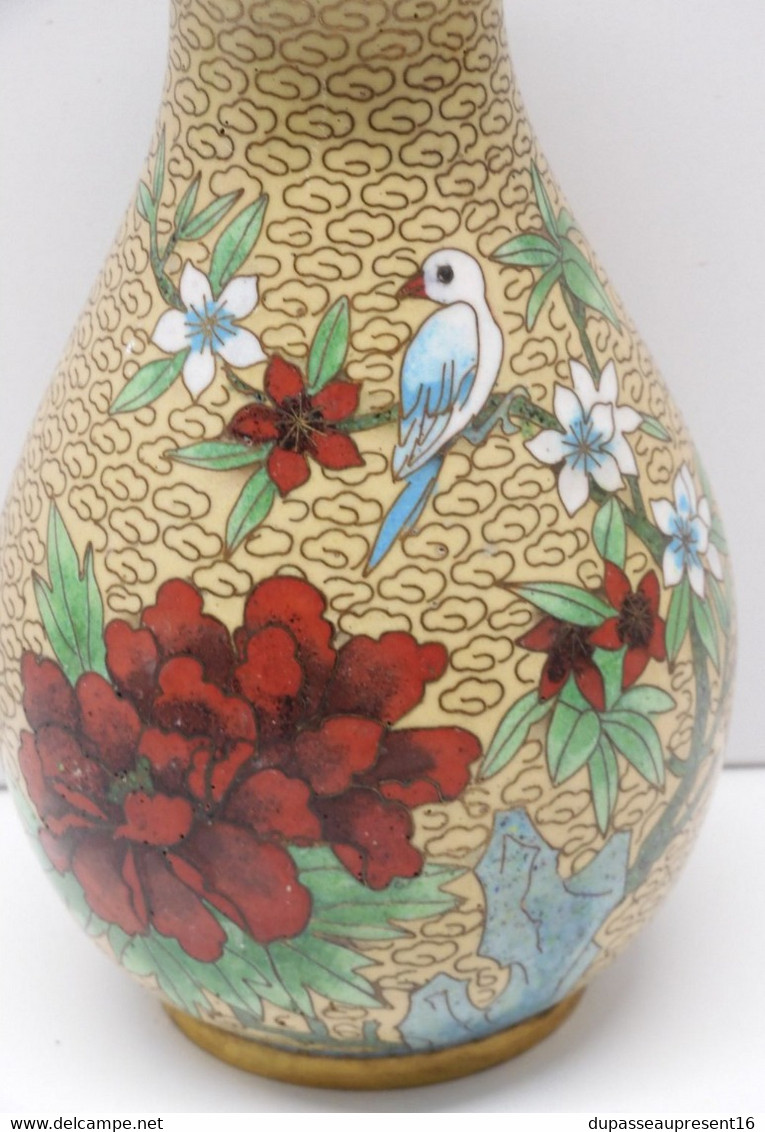 *JOLI VASE EMAUX CLOISONNE émail Cloisonné CHINE ASIE OBJET De VITRINE  E - Vasi