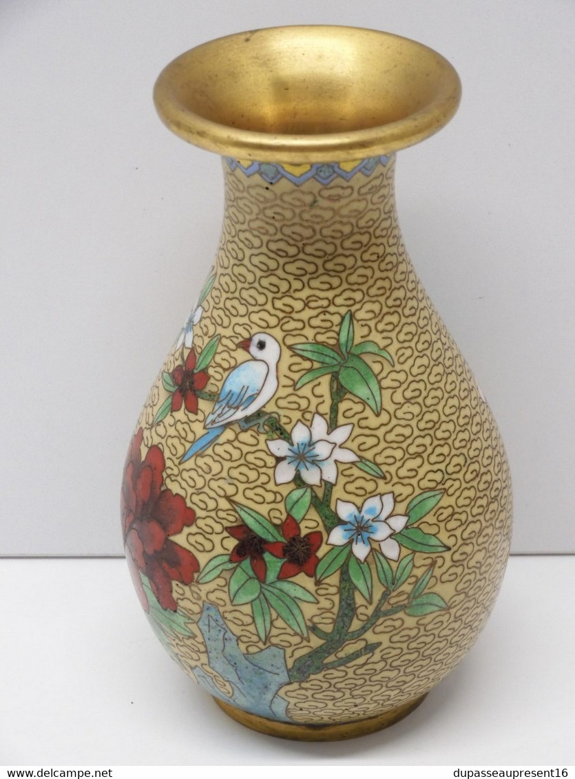 *JOLI VASE EMAUX CLOISONNE émail Cloisonné CHINE ASIE OBJET De VITRINE  E - Vasen