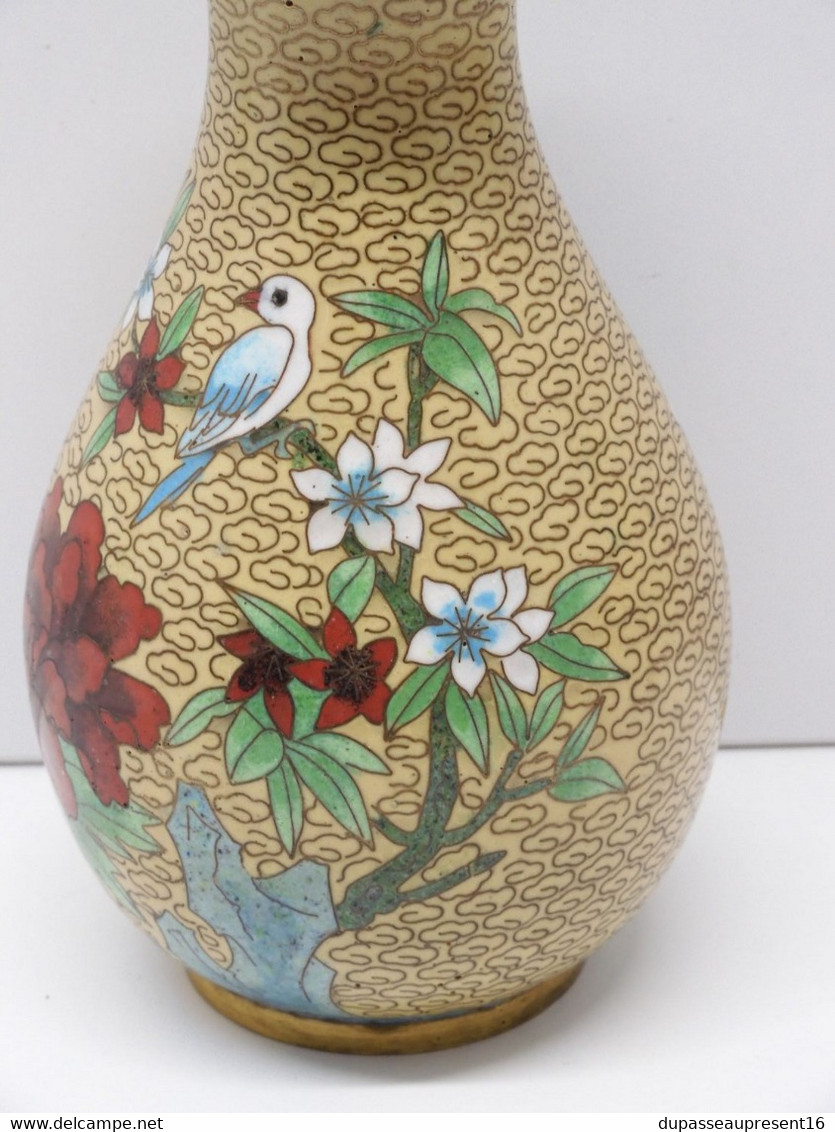 *JOLI VASE EMAUX CLOISONNE émail Cloisonné CHINE ASIE OBJET De VITRINE  E - Vasi