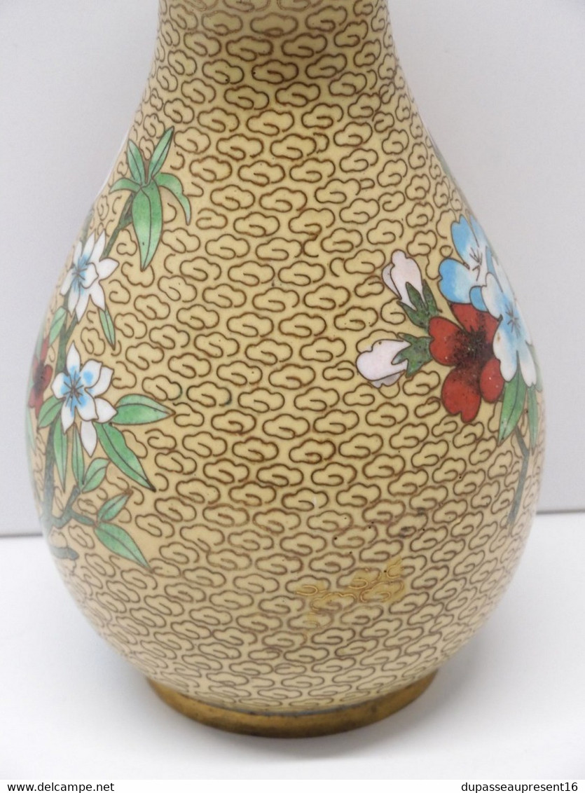 *JOLI VASE EMAUX CLOISONNE émail cloisonné CHINE ASIE OBJET de VITRINE  E