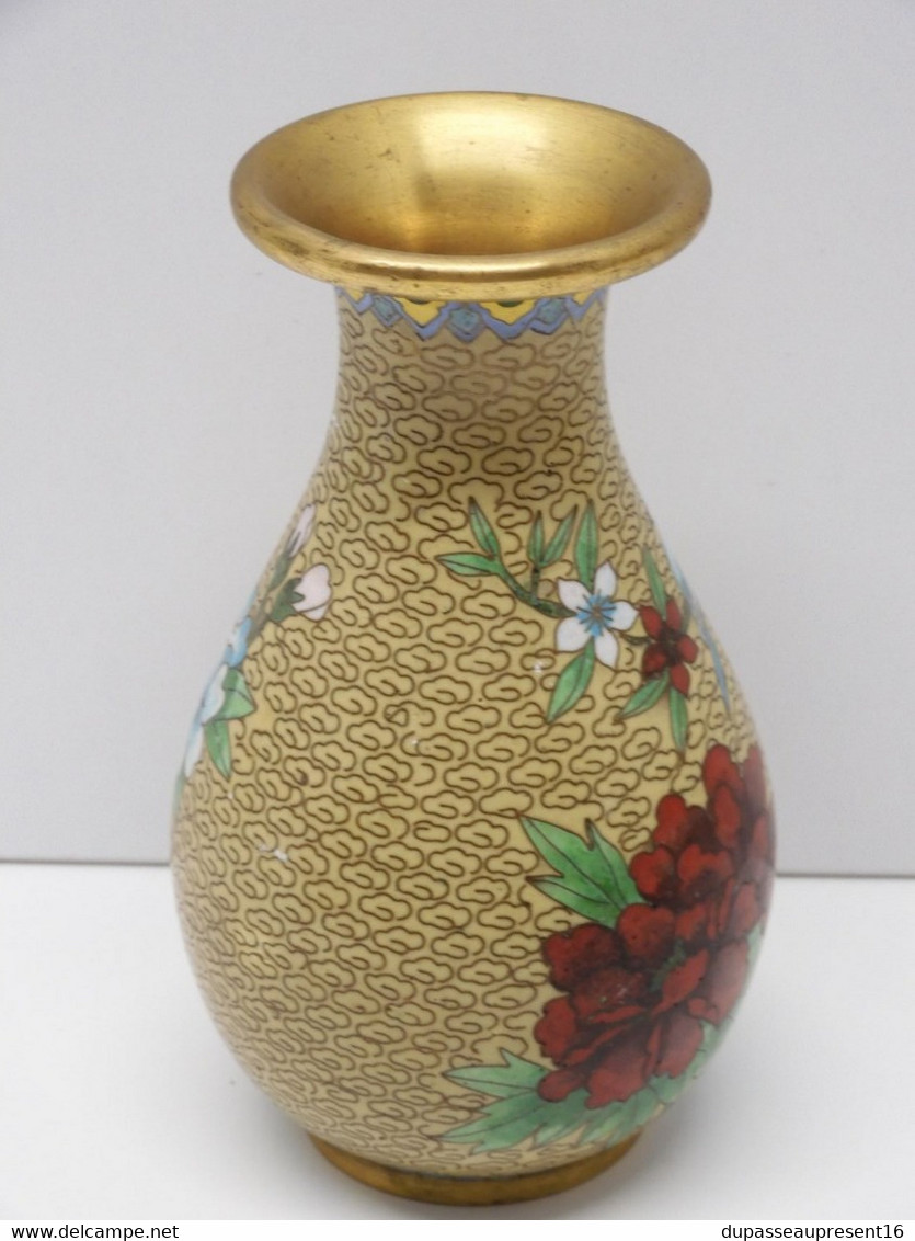 *JOLI VASE EMAUX CLOISONNE émail cloisonné CHINE ASIE OBJET de VITRINE  E