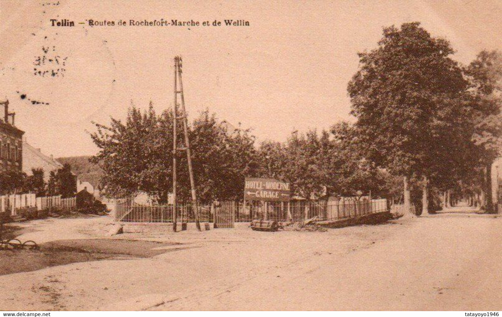 Tellin  Routes De Rochefort ,Marche Et De Wellin Hotel Moderne Garage Voyagé En 1936 - Tellin