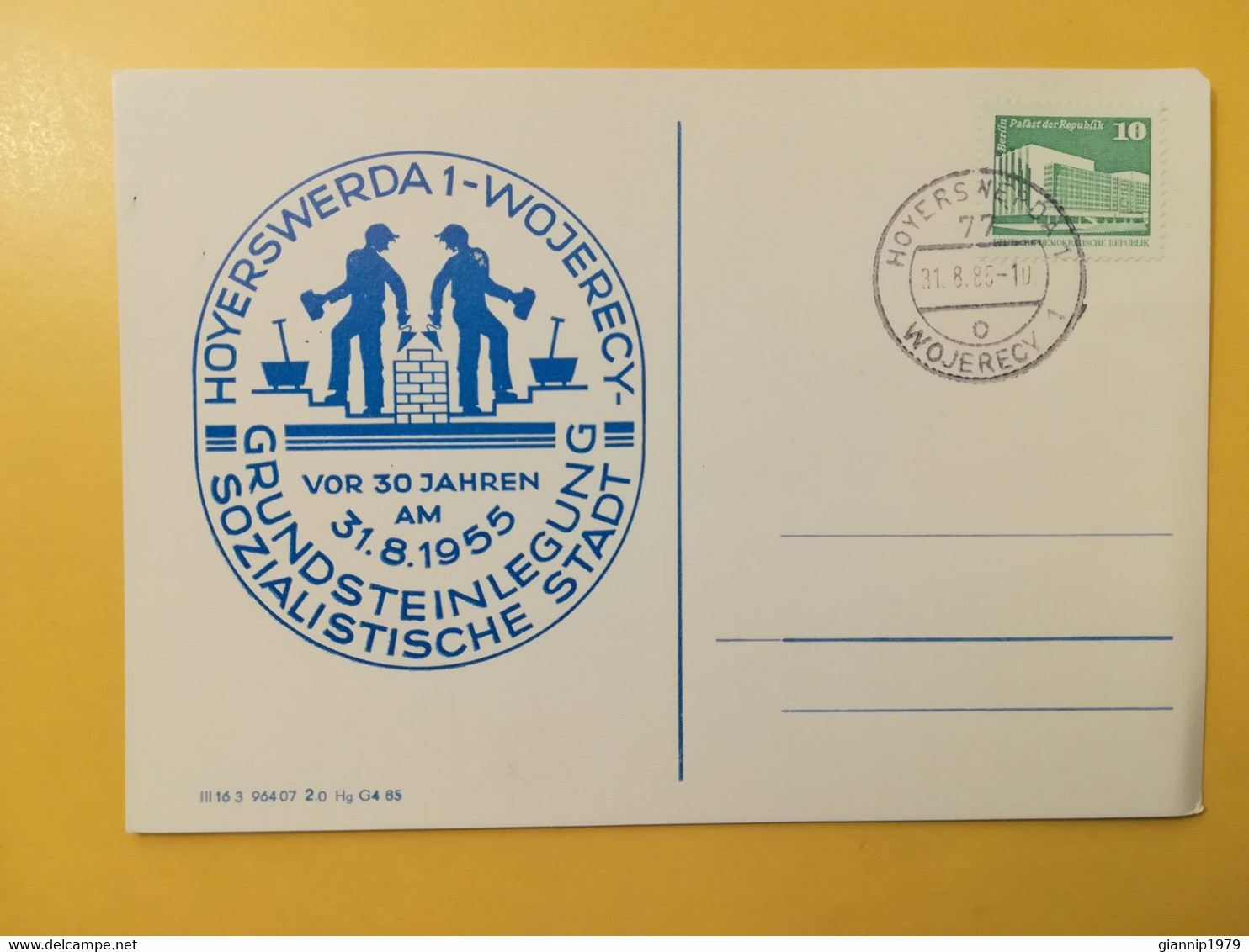 1985 INTERO CARTOLINA POSTALE POSTCARDS FDC GERMANIA DEUTSCHE DDR GRUNDSTEINLEGUNG OBLITERE' HOYERSWERDA - Cartes Postales - Neuves