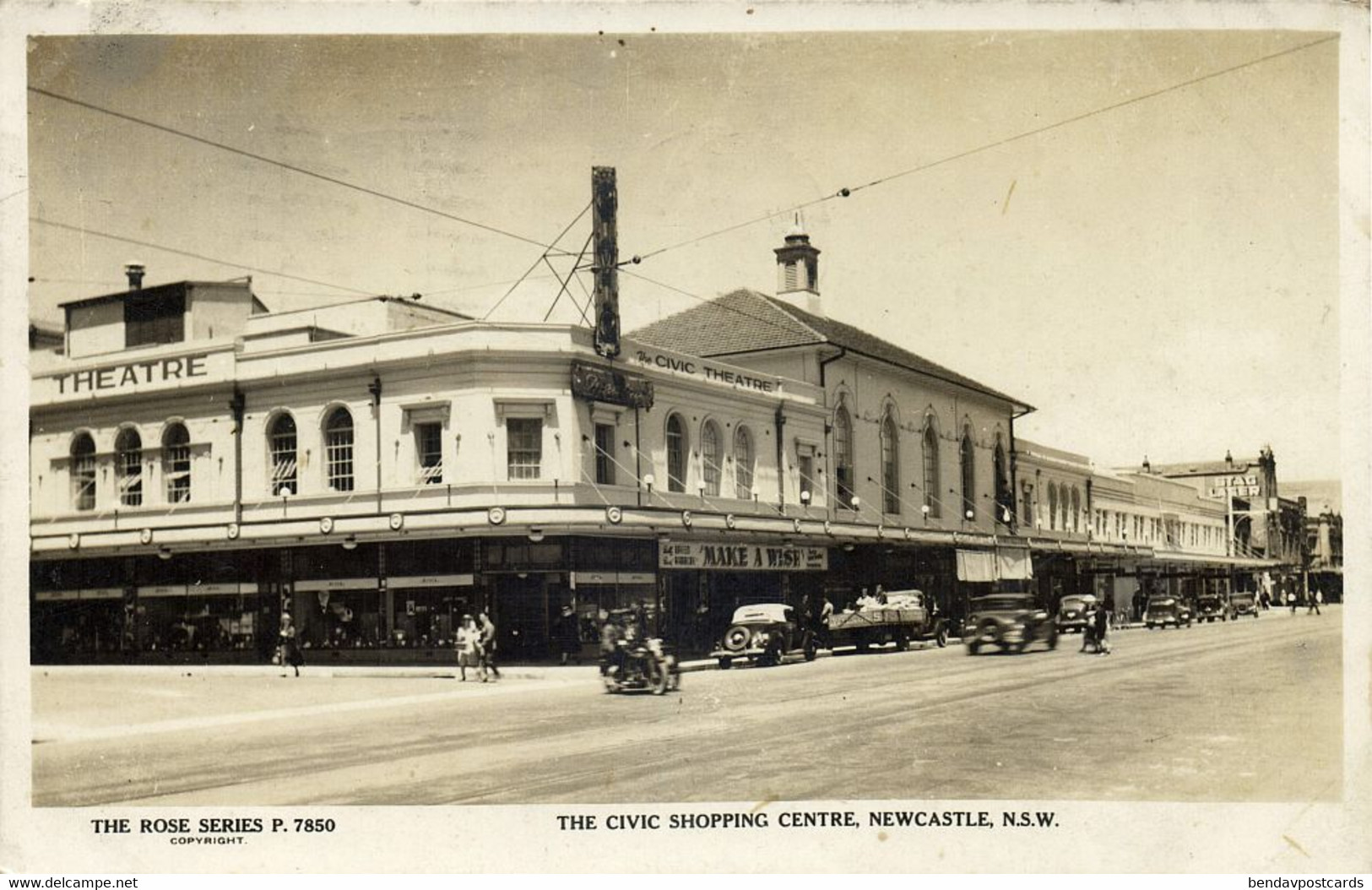 Australia, NSW, NEWCASTLE, Civic Theatre & Shopping Centre (1942) RPPC Postcard - Newcastle