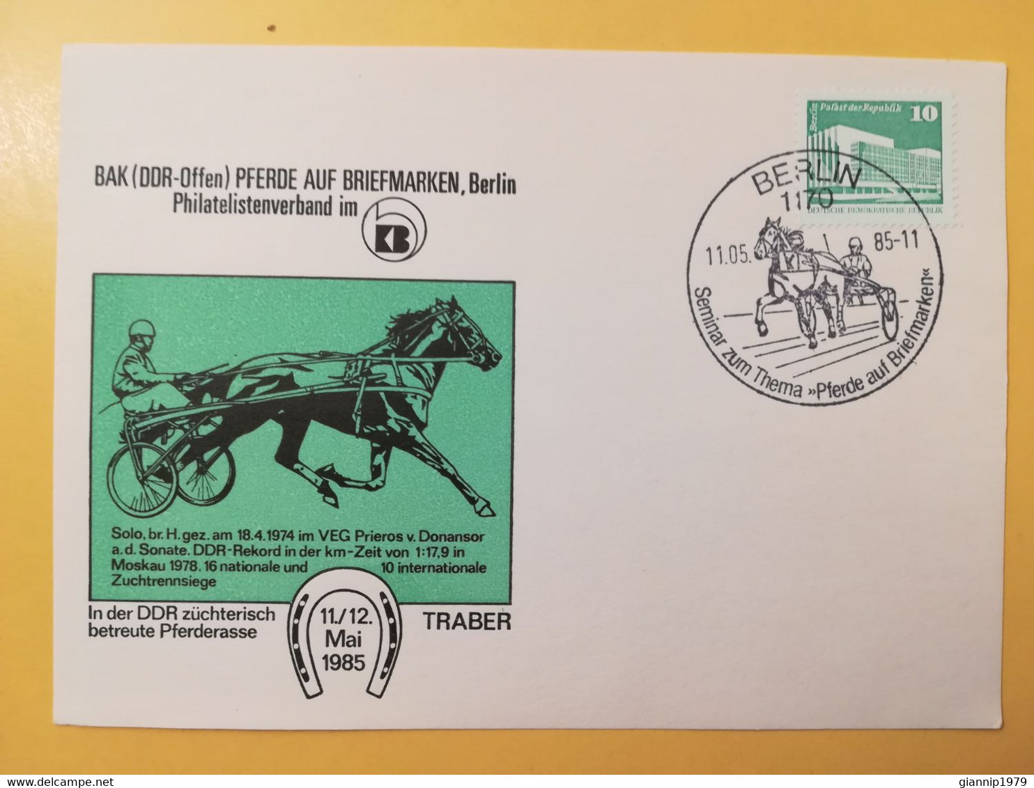 1985 INTERO CARTOLINA POSTALE POSTCARDS FDC GERMANIA DEUTSCHE DDR BAK PFERDE OBLITERE' BERLIN - Postcards - Mint