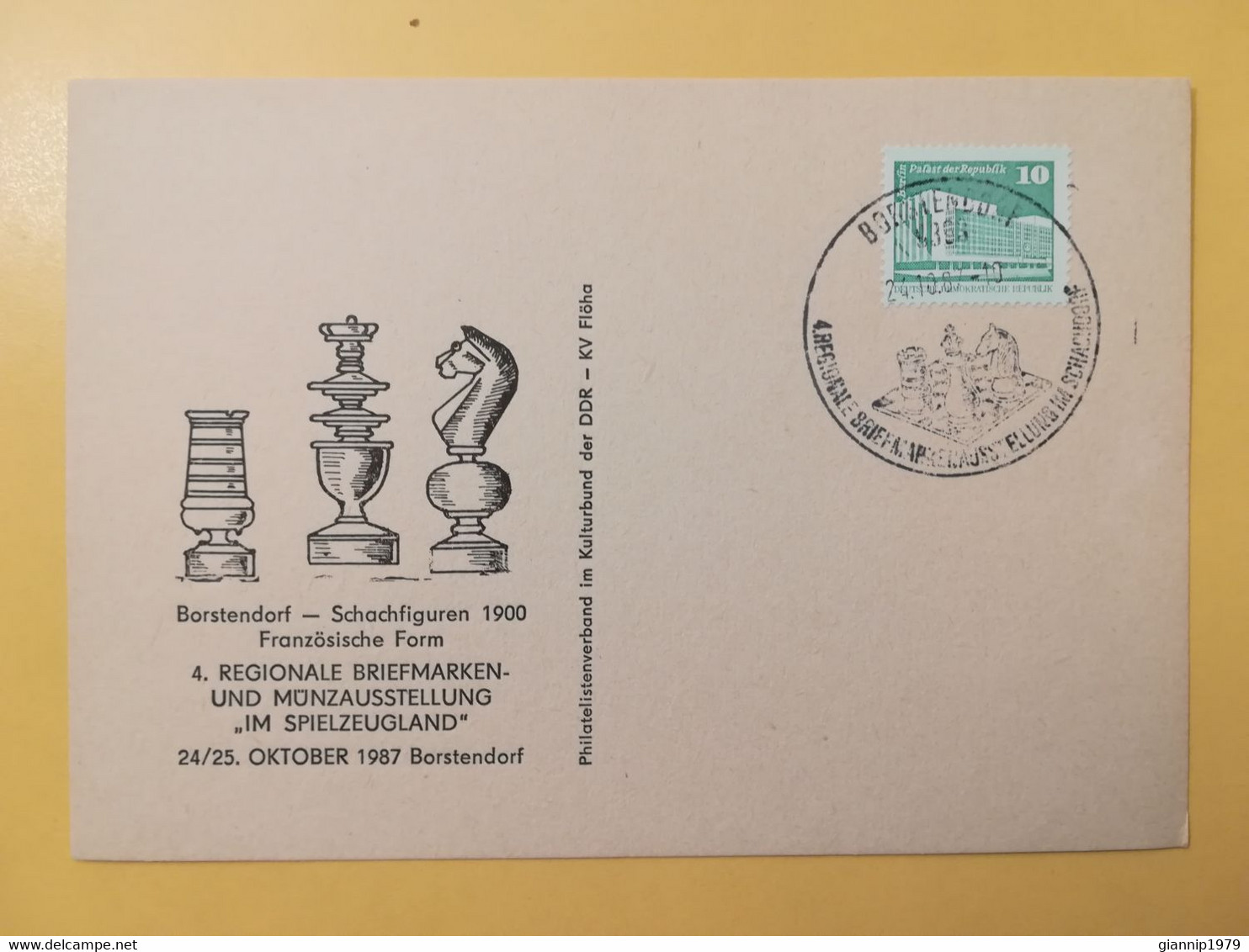 1987 INTERO CARTOLINA POSTALE POSTCARDS FDC GERMANIA DEUTSCHE DDR SCHACHFIGUREN  OBLITERE' BORSTENDORF - Postcards - Mint