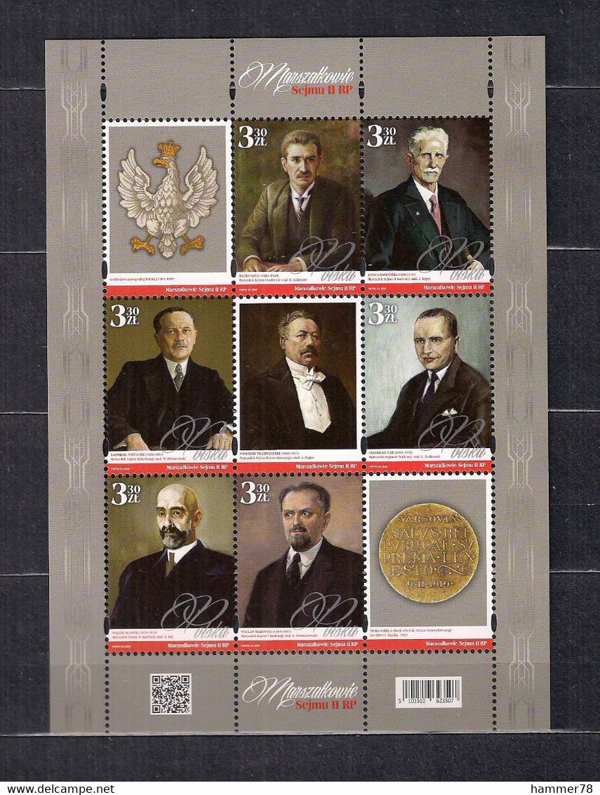 POLAND 2020 MARSHALS Of THE SEYM Of THE SECOND POLISH REPUBLIC MS MNH - Blokken & Velletjes