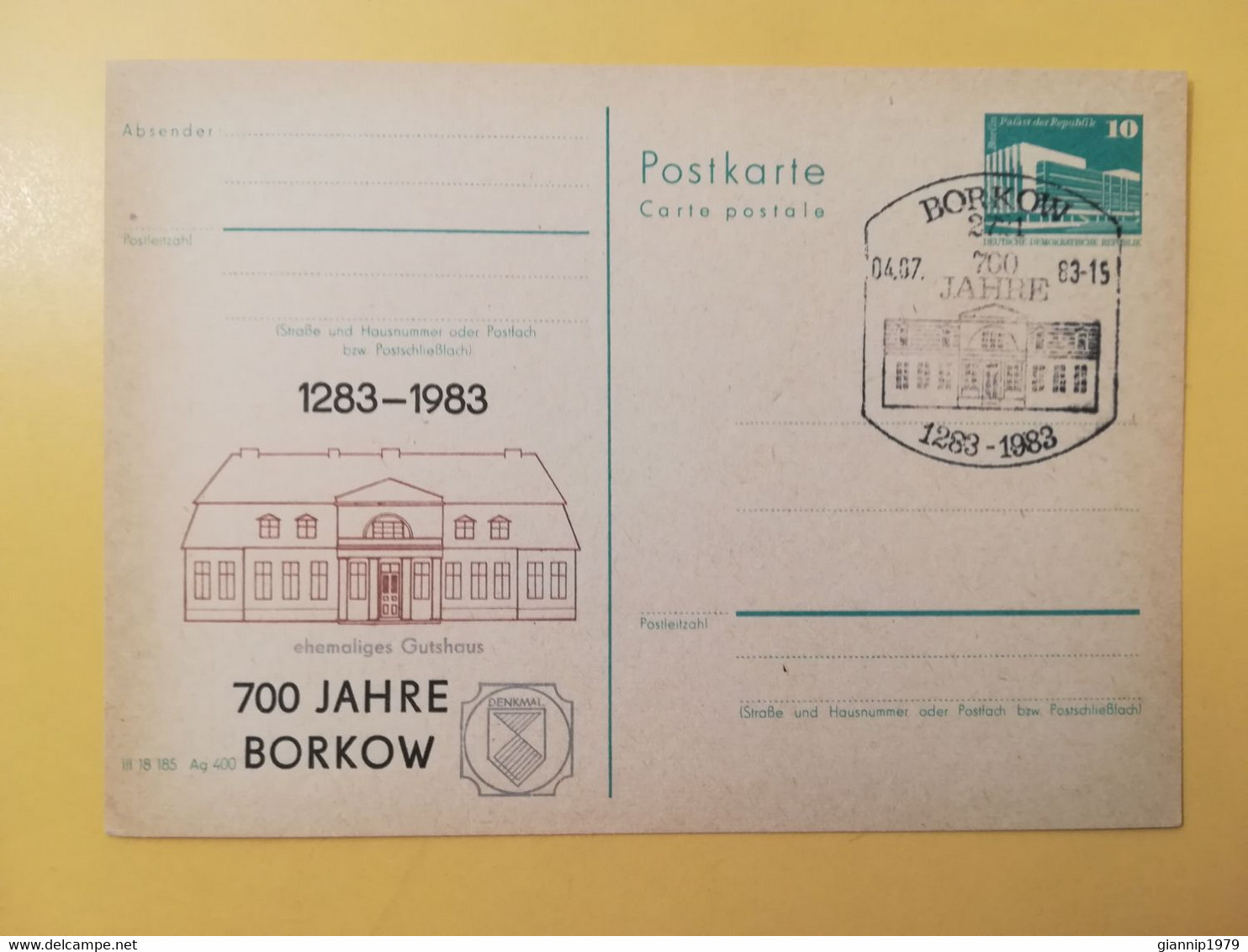 1983 INTERO CARTOLINA POSTALE POSTCARDS FDC GERMANIA DEUTSCHE DDR BORKOW OBLITERE' BORKOW - Postkarten - Ungebraucht