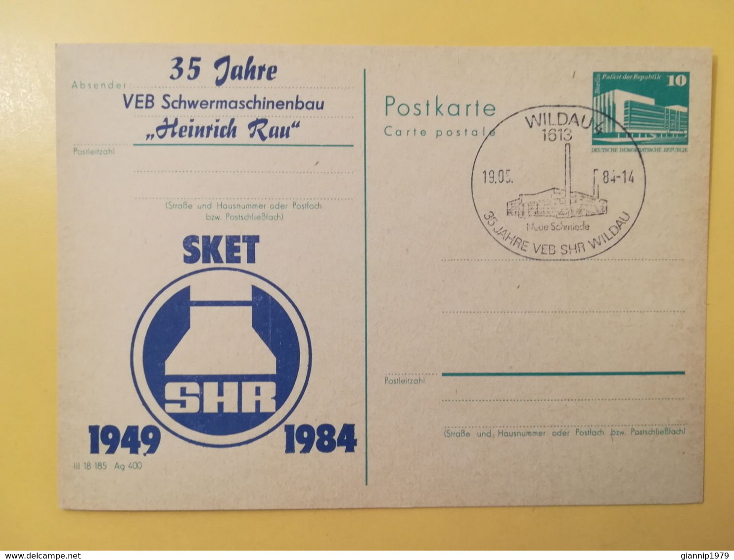 1984 INTERO CARTOLINA POSTALE POSTCARDS FDC GERMANIA DEUTSCHE DDR SKET SHR OBLITERE' WILDAU 4 - Postcards - Mint