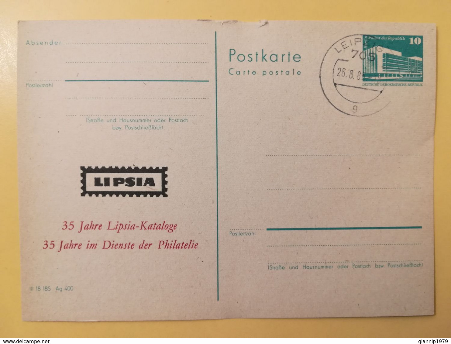 1985 INTERO CARTOLINA POSTALE POSTCARDS FDC GERMANIA DEUTSCHE DDR LIPSIA KATALOGE OBLITERE' LEIPZIG - Cartes Postales - Neuves