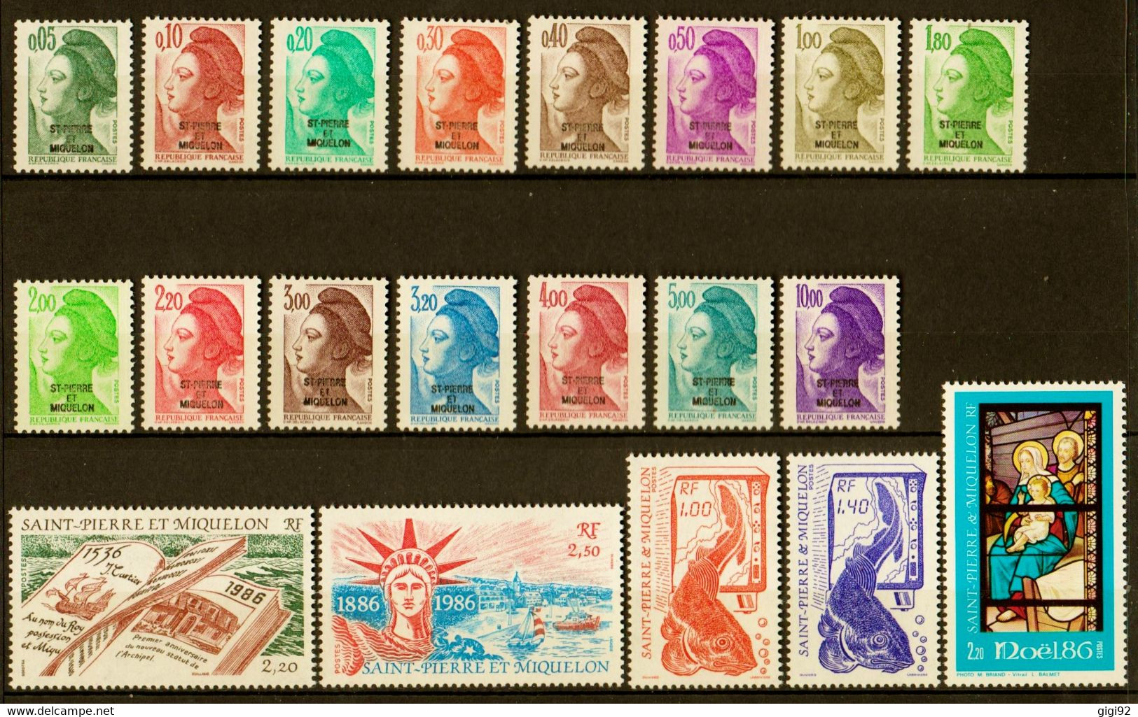 S.P & M. 1986  N° 455 à 474  Neufs**  ANNEE  COMPLETE : 20 Timbres - Annate Complete