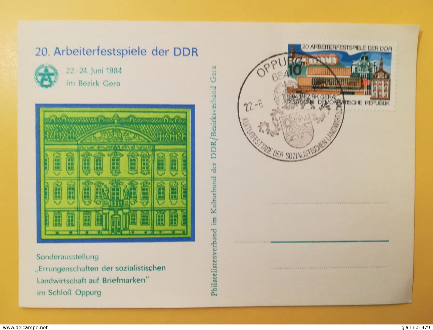 1984 INTERO CARTOLINA POSTALE POSTCARDS FDC GERMANIA DEUTSCHE DDR ARBEITERFESTPIELE OBLITERE' OPPURG - Cartes Postales - Neuves