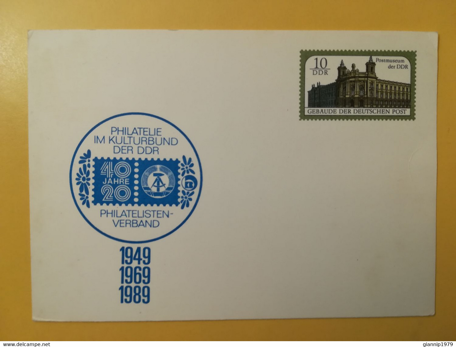 1989 INTERO CARTOLINA POSTALE POSTCARDS FDC GERMANIA DEUTSCHE DDR PHILATELISTENVERBAND OBLITERE' - Postcards - Mint