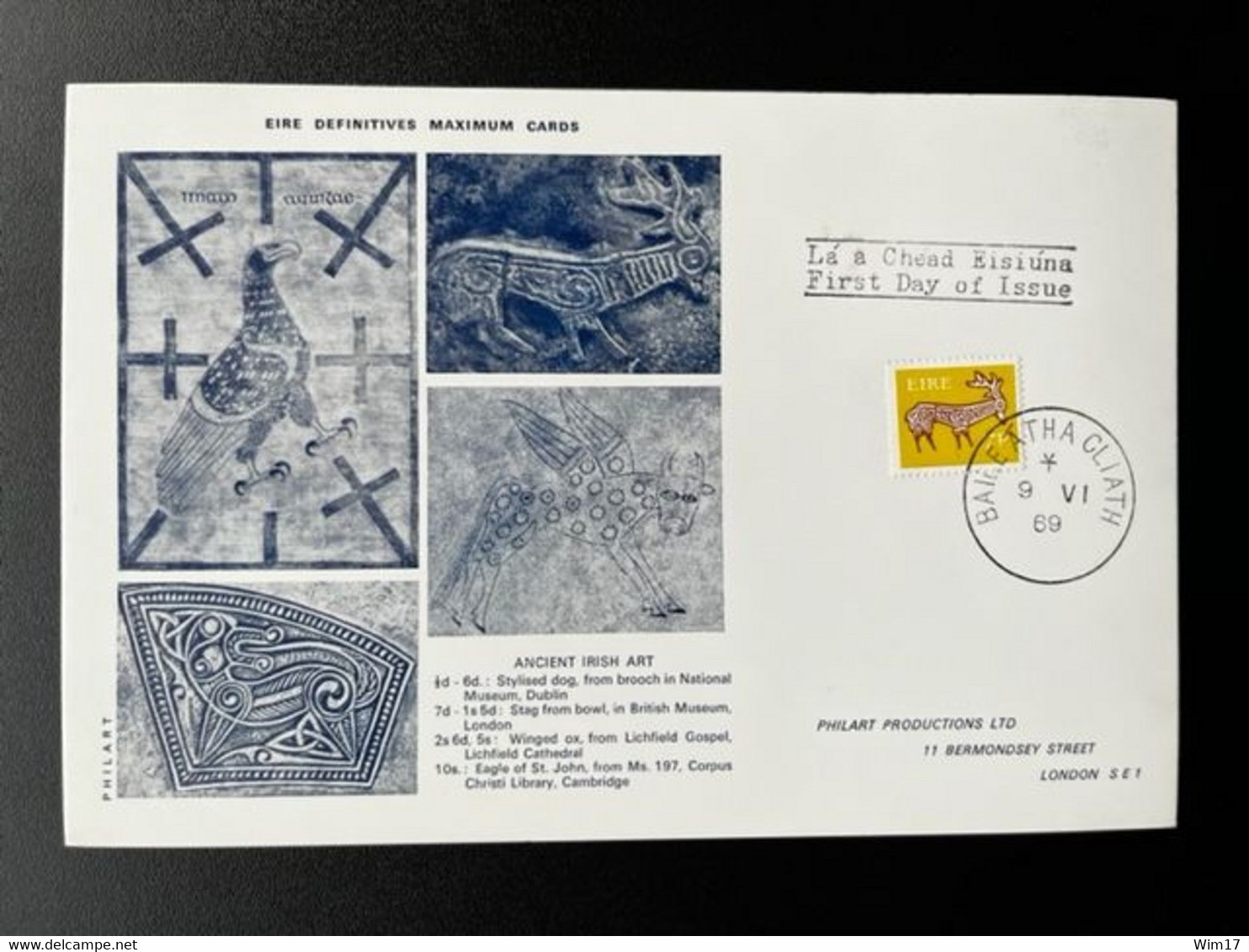 IRELAND EIRE 1969 DEFINITIVES  7P MAXIMUM CARD IERLAND - Cartoline Maximum