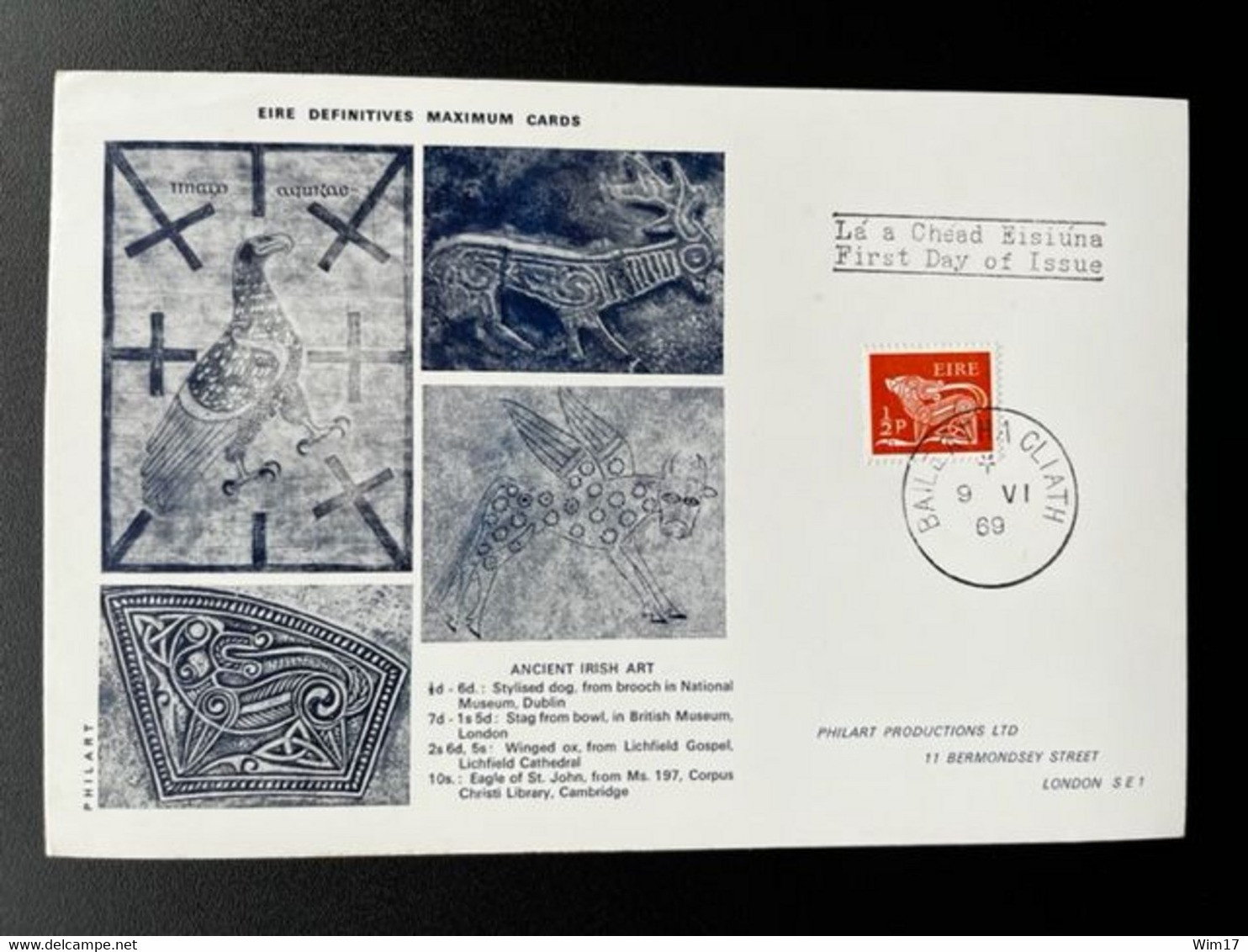 IRELAND EIRE 1969 DEFINITIVES 1/2P MAXIMUM CARD IERLAND - Tarjetas – Máxima