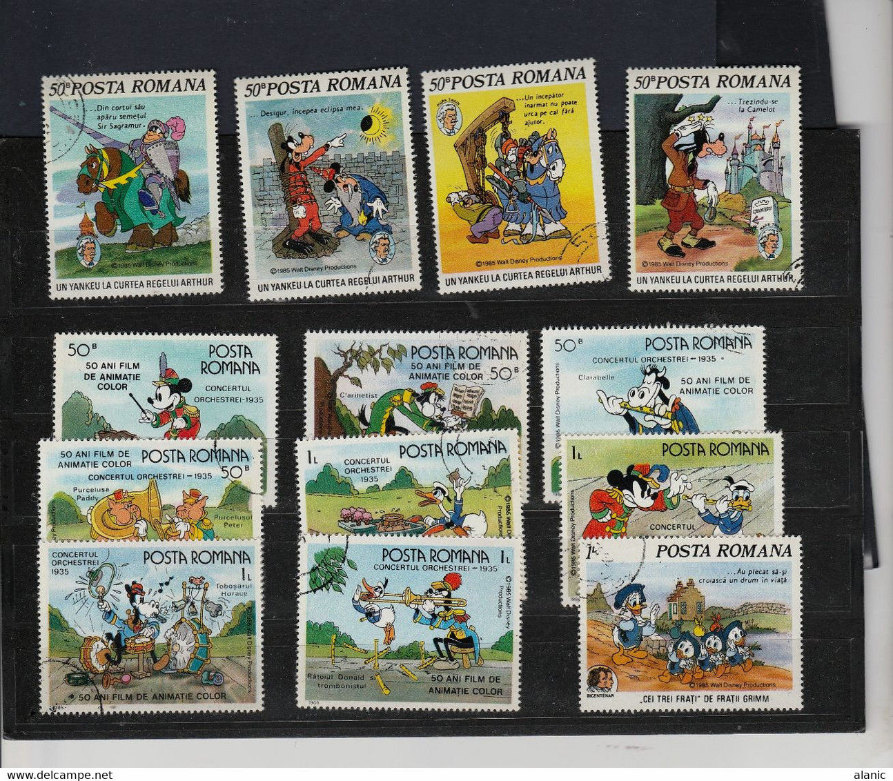 Roumanie 1985 Walt Disney  Yvert 3634/7, +, Yvert  N°3655/63 Les 2 Séries  Oblitérés Cote + 40€ - Gebraucht