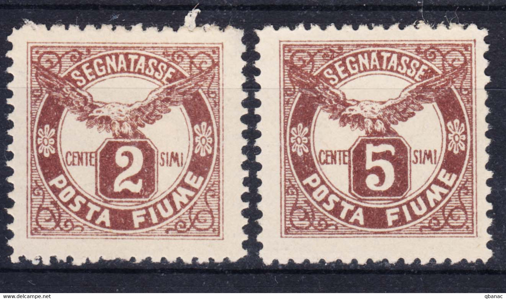 Italy Occupation WWI, Fiume 1919 Porto Segnatasse Sassone#13-14 Michel#13-14 Mint Hinged - Fiume