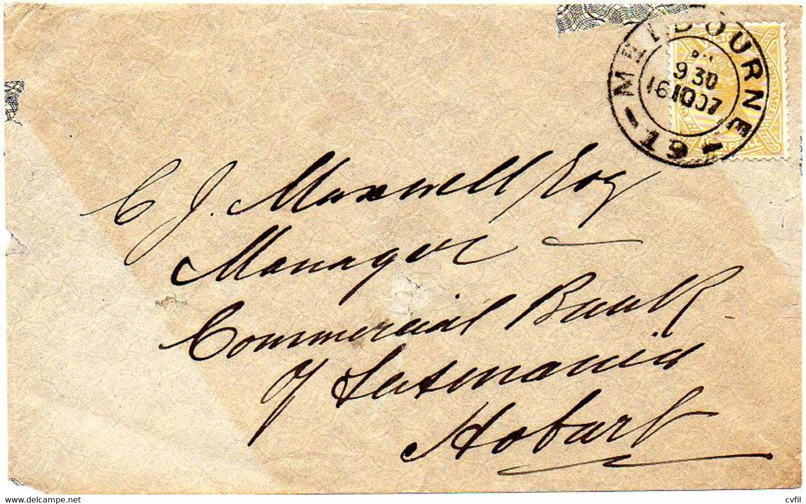 VICTORIA 1907. Cover With The 4 Penny Bistre, From Melbourne To Hobart, Tasmania - Lettres & Documents