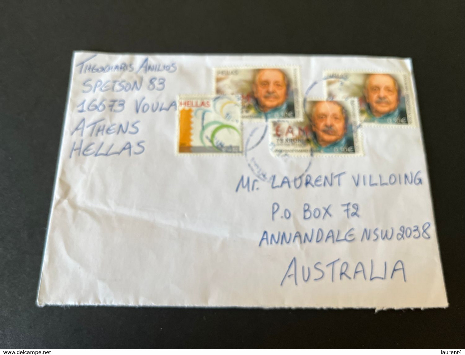 (3 L 54) Letter Posted From Greece To Australia (during COVID-19 Pandemic) (4 Stamps) - Storia Postale