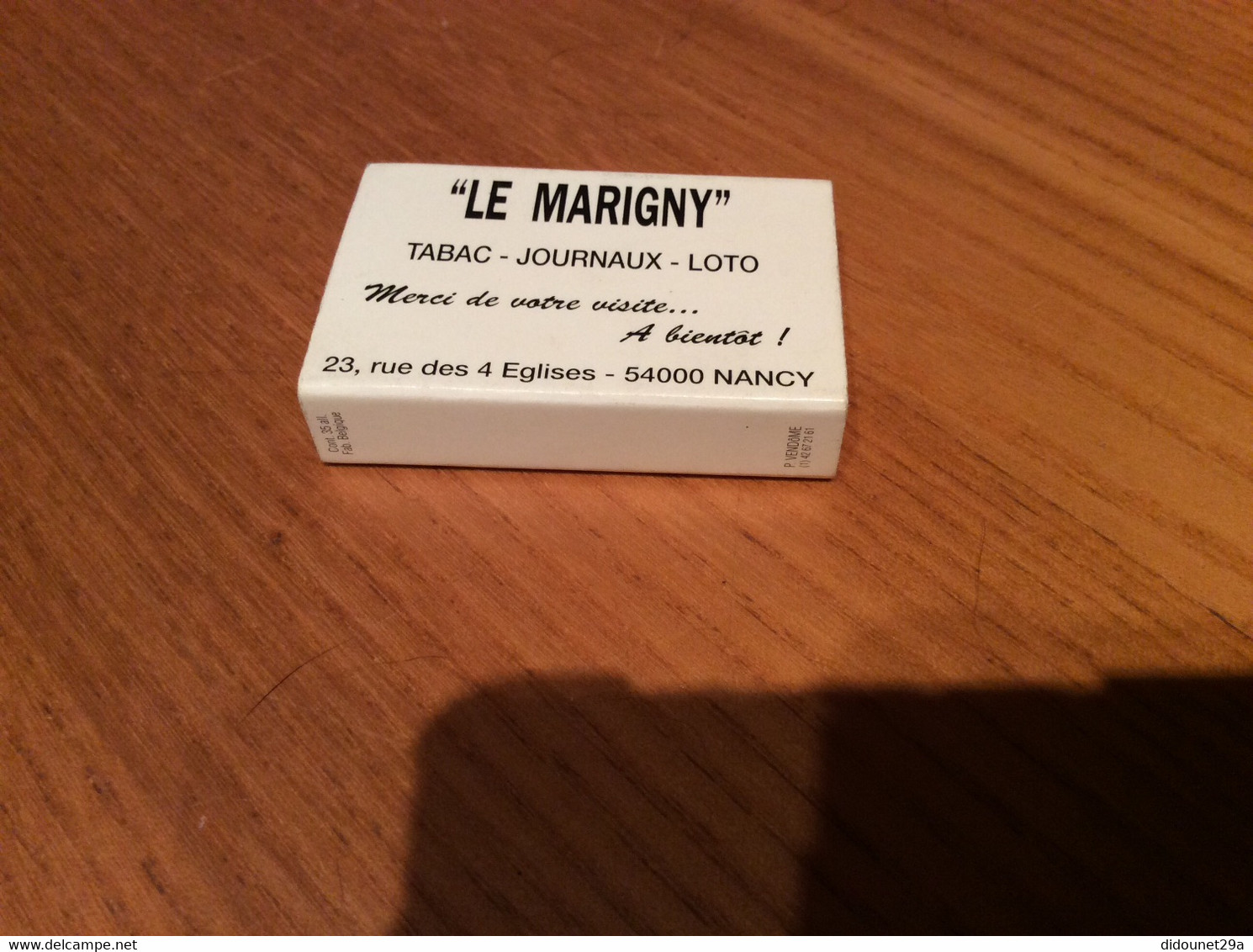 Boîte D'allumettes P. VENDOME "LE MARIGNY TABAC JOURNAUX LOTO - NANCY (54)" - Boites D'allumettes