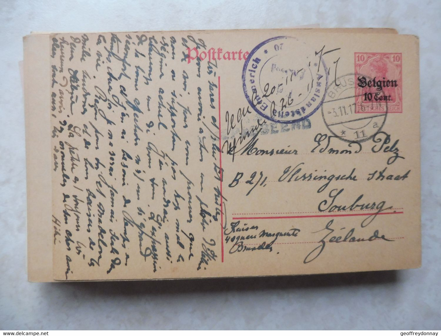 Entier Postale Entiers Postaux Occupation Allemande Numero 1 Neerlandais   1916  Oblitéré Gestempelt - Deutsche Besatzung