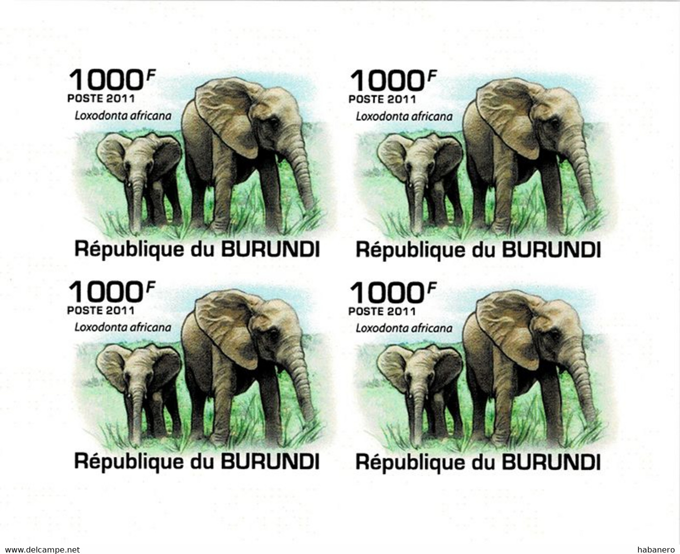 BURUNDI 2011 Mi 2030B KLB AFRICAN SAVANNA ELEPHANT MINT IMPERFORATED MINIATURE SHEET ** - Blocks & Sheetlets