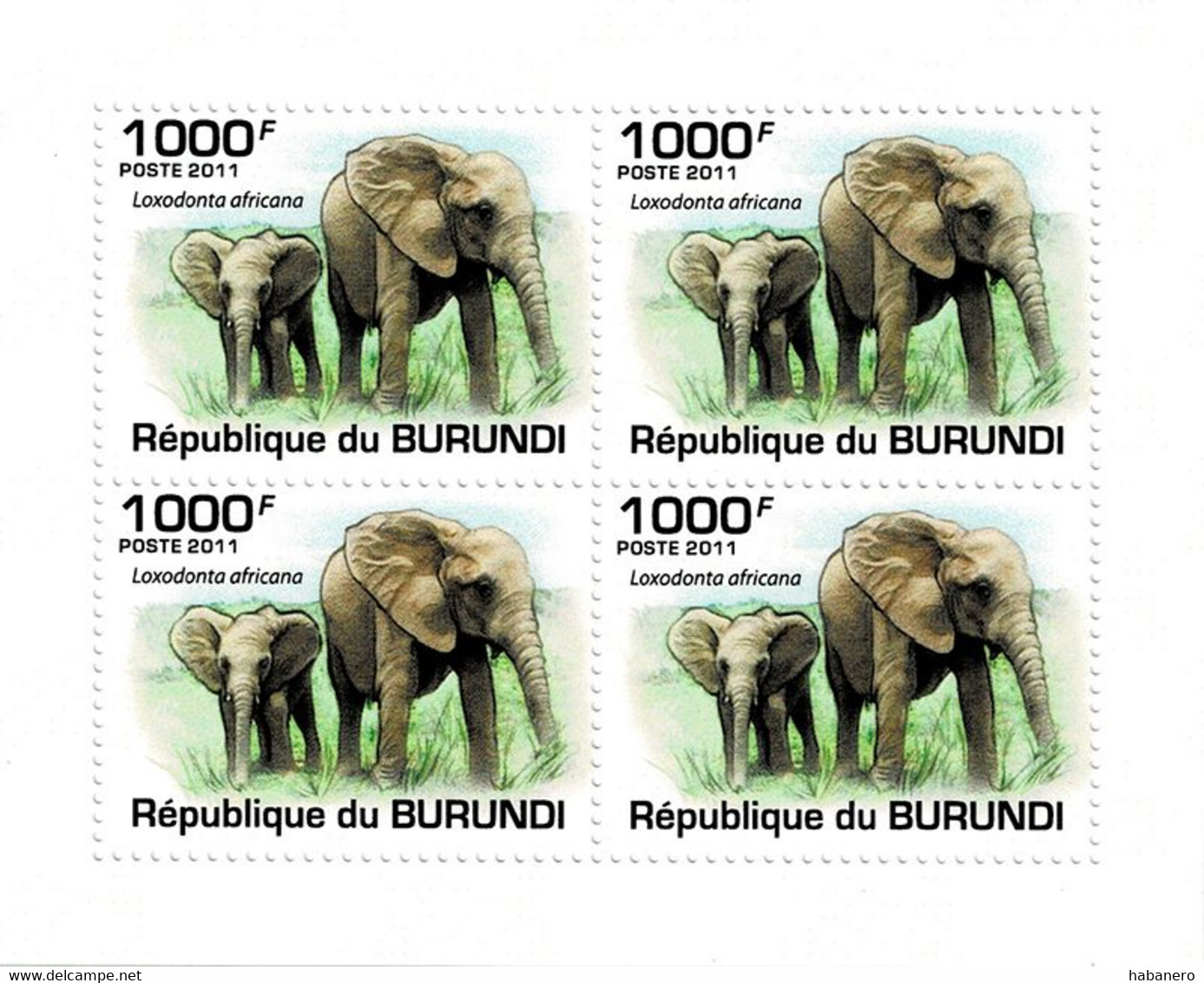 BURUNDI 2011 Mi 2030A KLB AFRICAN SAVANNA ELEPHANT MINT MINIATURE SHEET ** - Blocks & Sheetlets