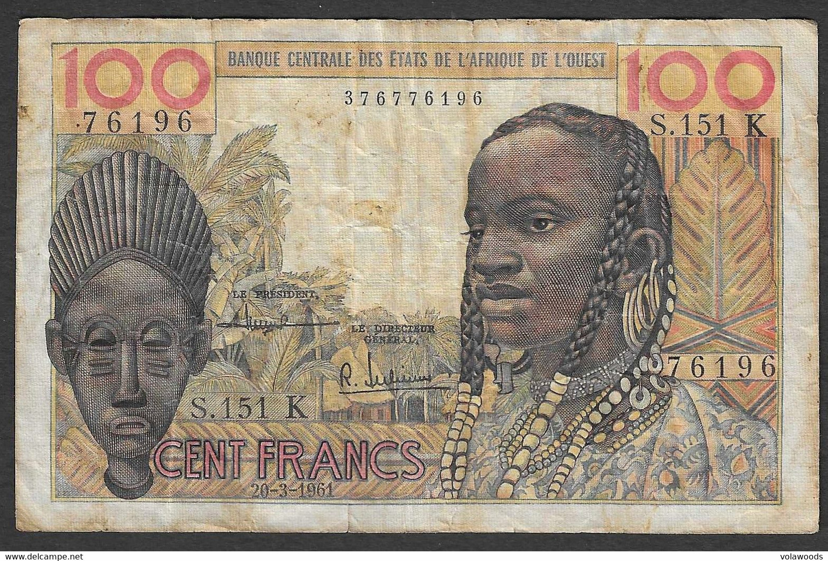 Senegal - Banconota Circolata Da 100 Franchi P-701 Kb - 1961 #19 - Sénégal