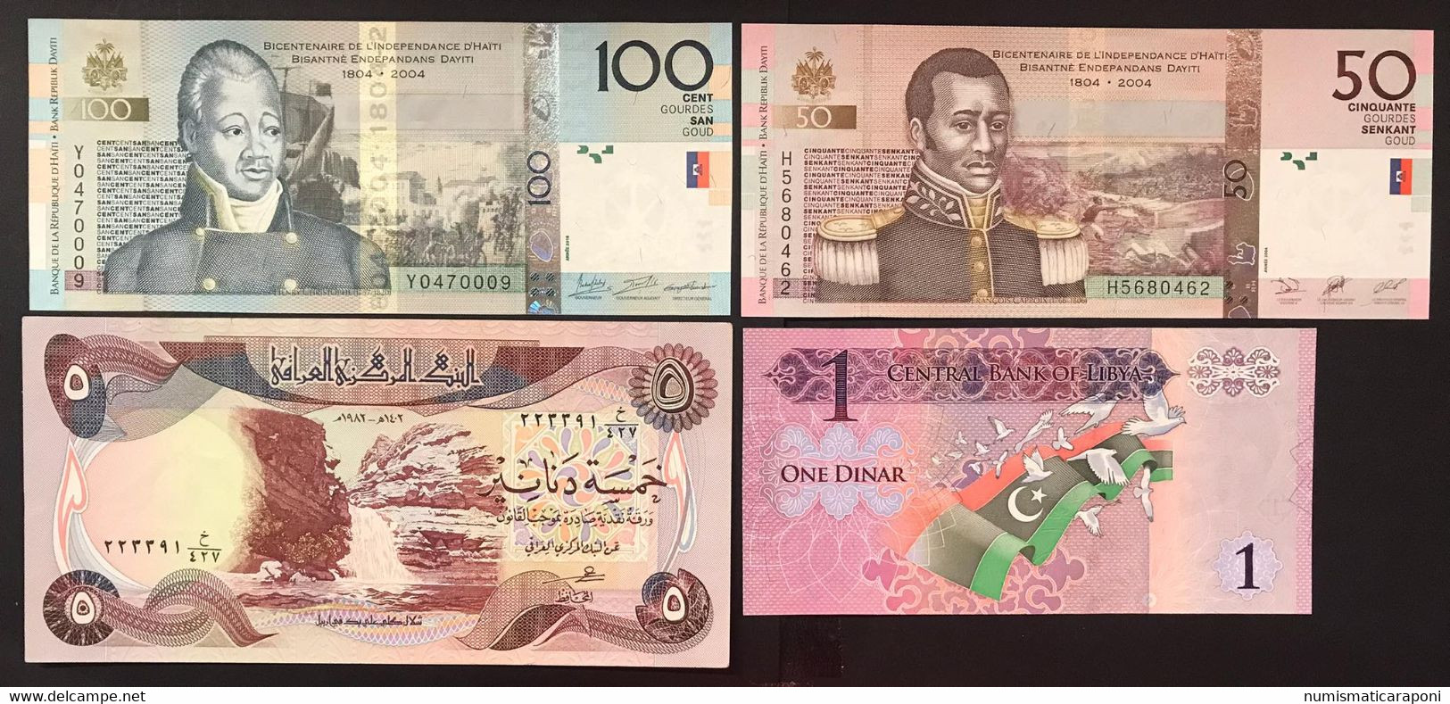 Haïti 50+100 Gourdes 2004 +libya 1 Dinar + Iraq 5 Dinar LOTTO 4148 - Haïti