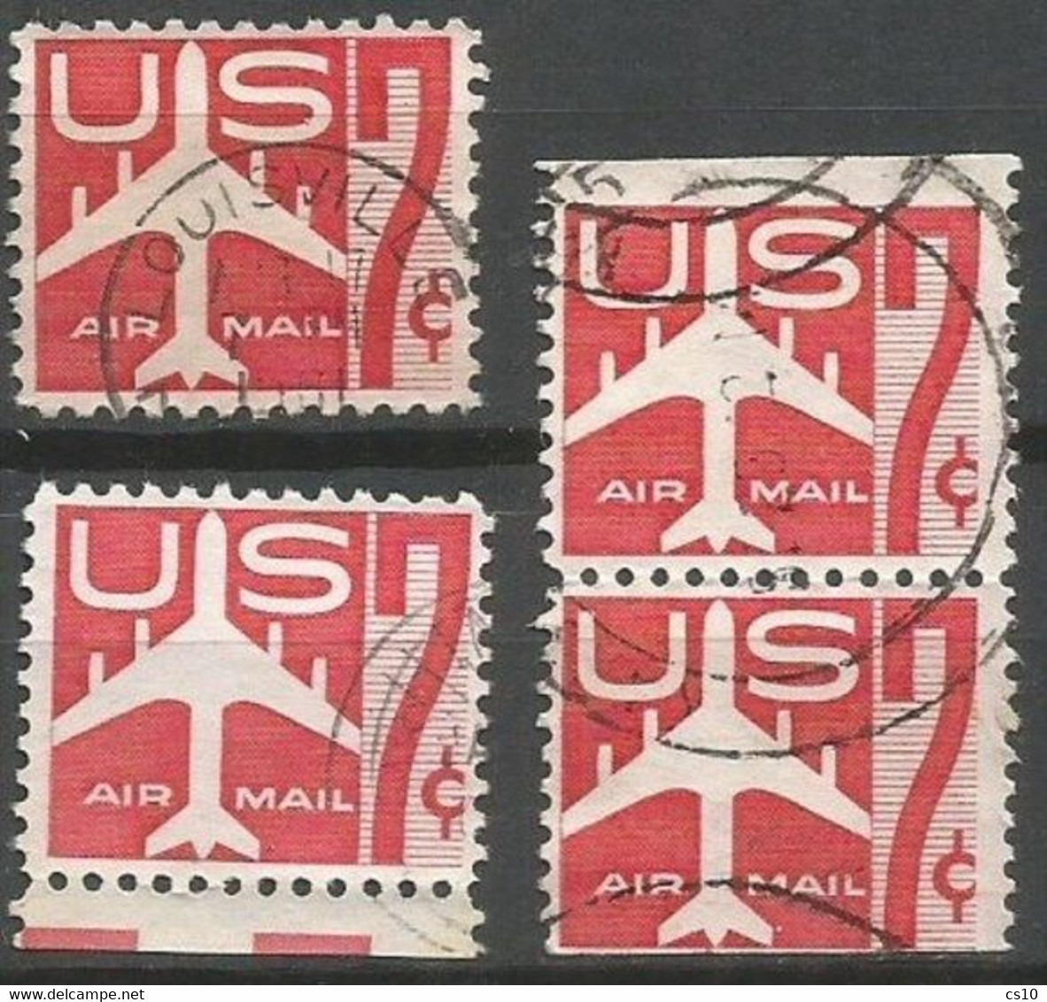 USA Airpost Air Mail 1960 Jet Airliner (red) Single + Corner + Booklet 3+3 Pair SC.#C60 - VFU Condition - 2a. 1941-1960 Used