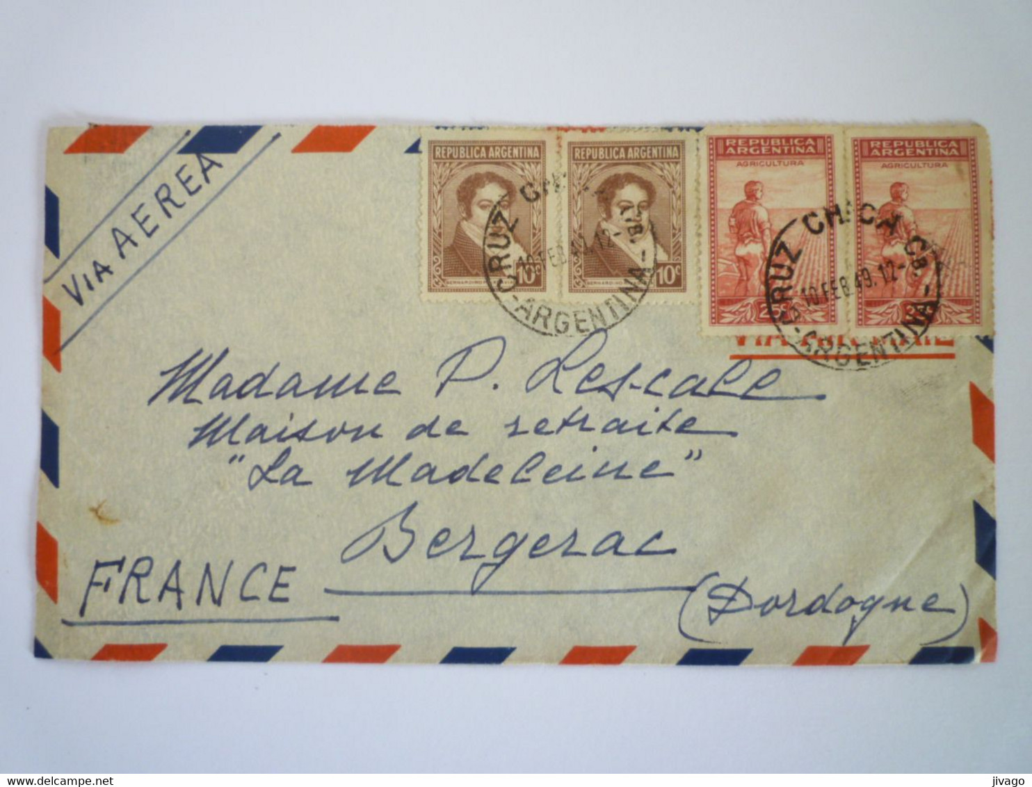 2022 - 3968  Enveloppe Au Départ De  CRUZ CHICA  à Destination De BERGERAC  1949   XXX - Lettres & Documents