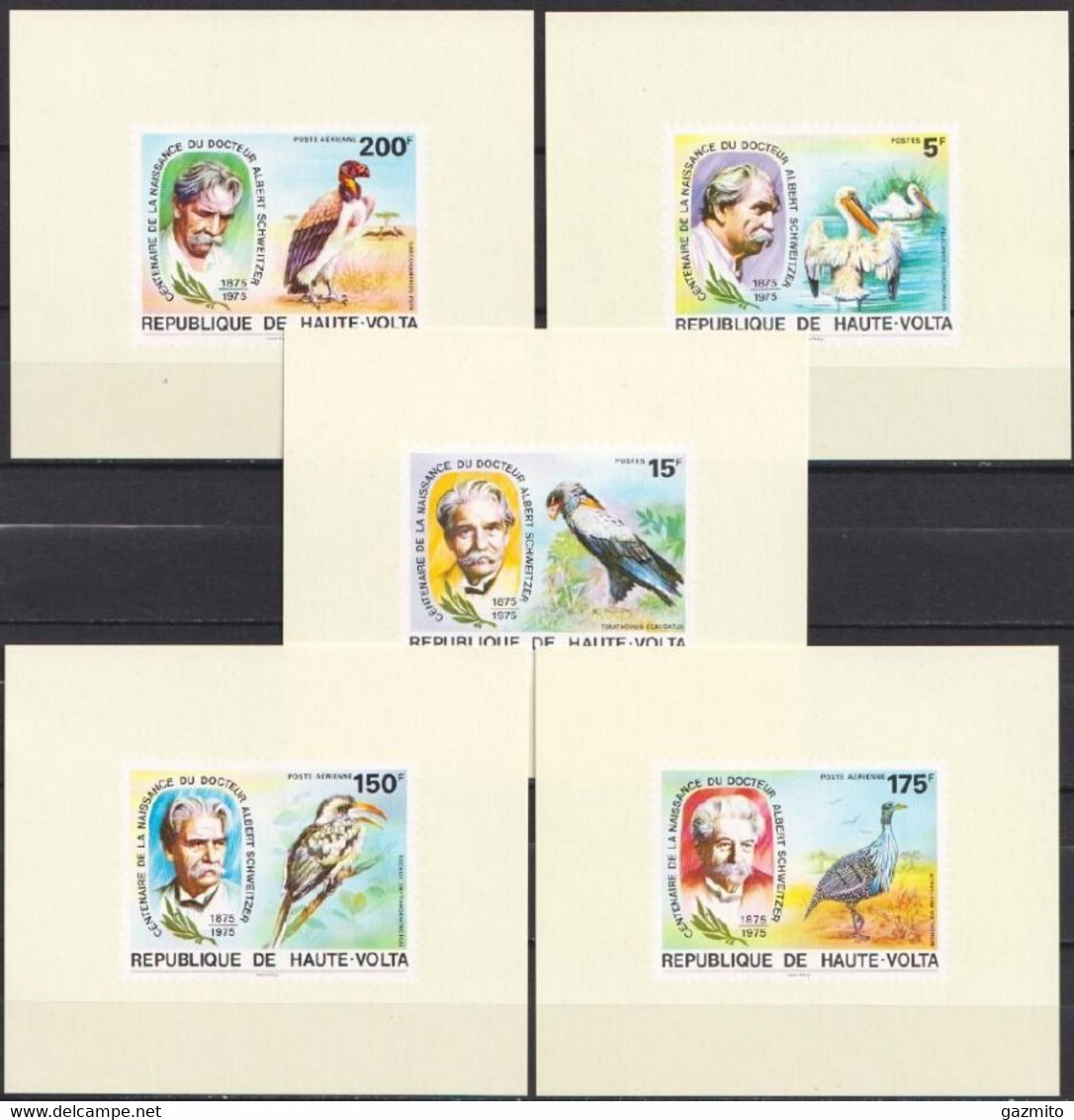 Haute Volta 1977, Schweitzer, Birds, Kingfisher, Birds Of Prey, BF Deluxe IMPERFORATED - Pélicans