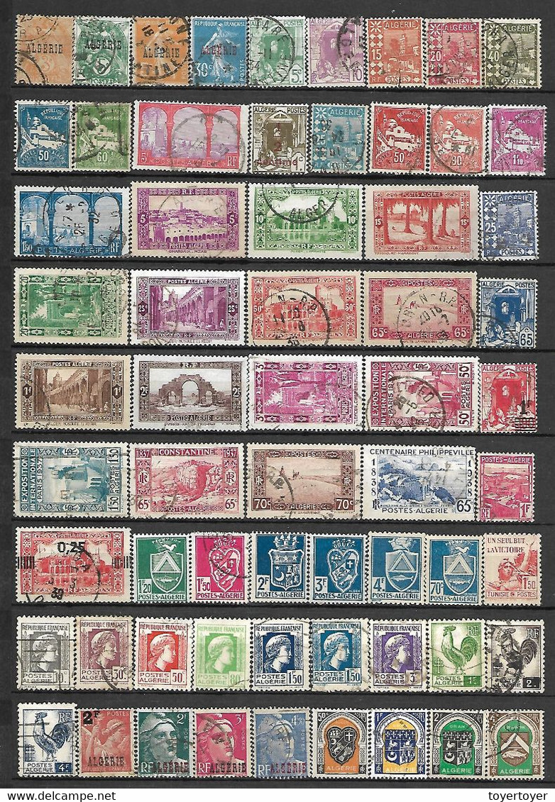 C144  Algérie Période Coloniale Lot De 99 Timbres Obl. BEG - Verzamelingen & Reeksen