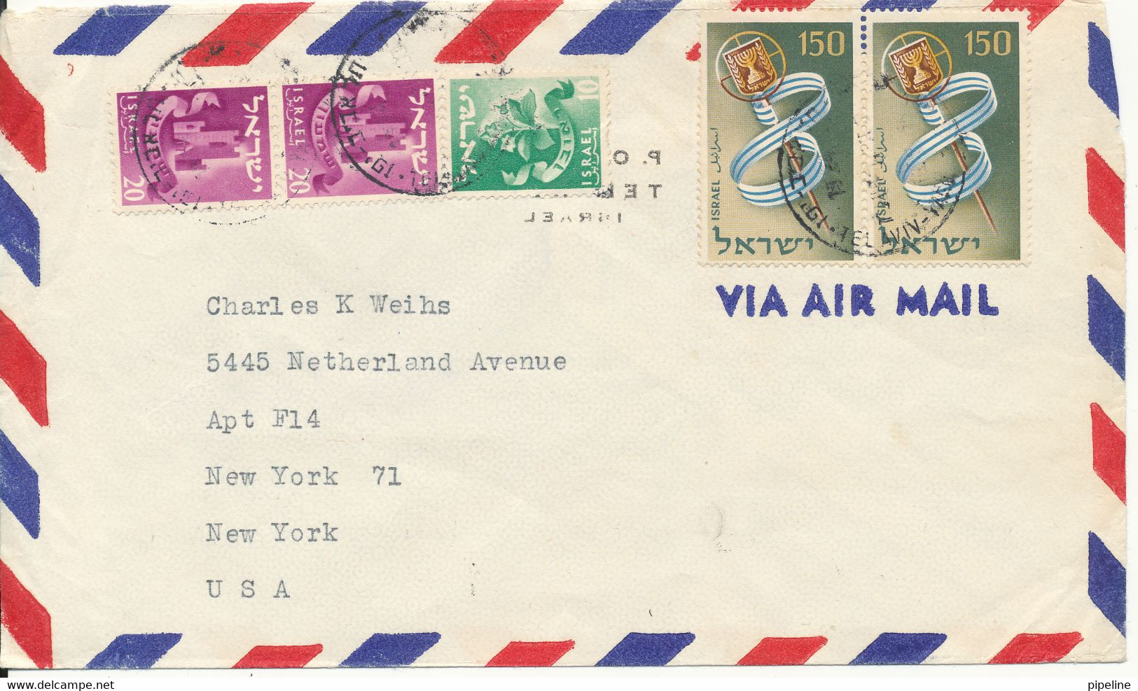 Israel Air Mail Cover Sent To USA - Poste Aérienne