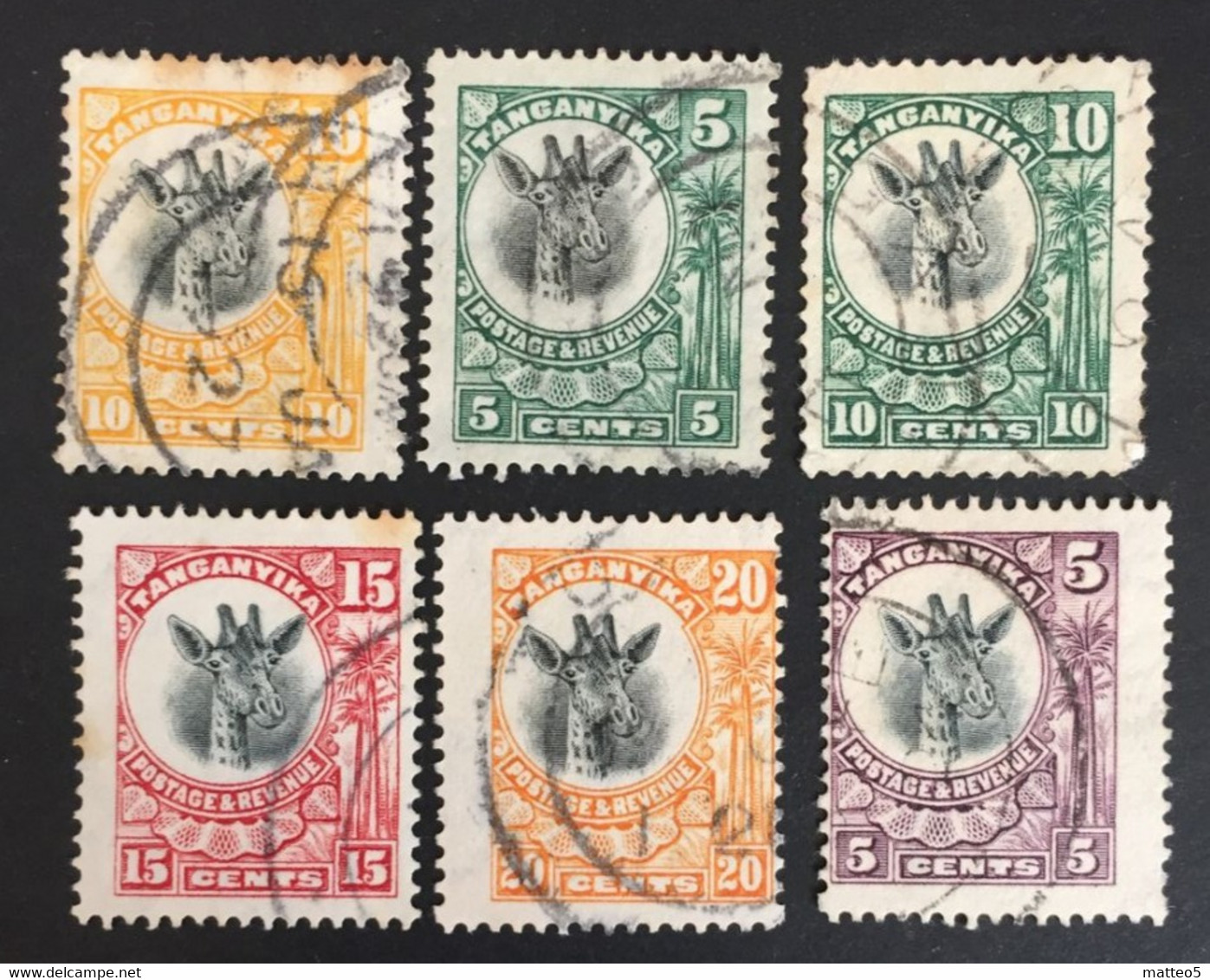 1927 -31 - Tanganyika - Giraffe - 6 Stamps - Used - Tanganyika (...-1932)