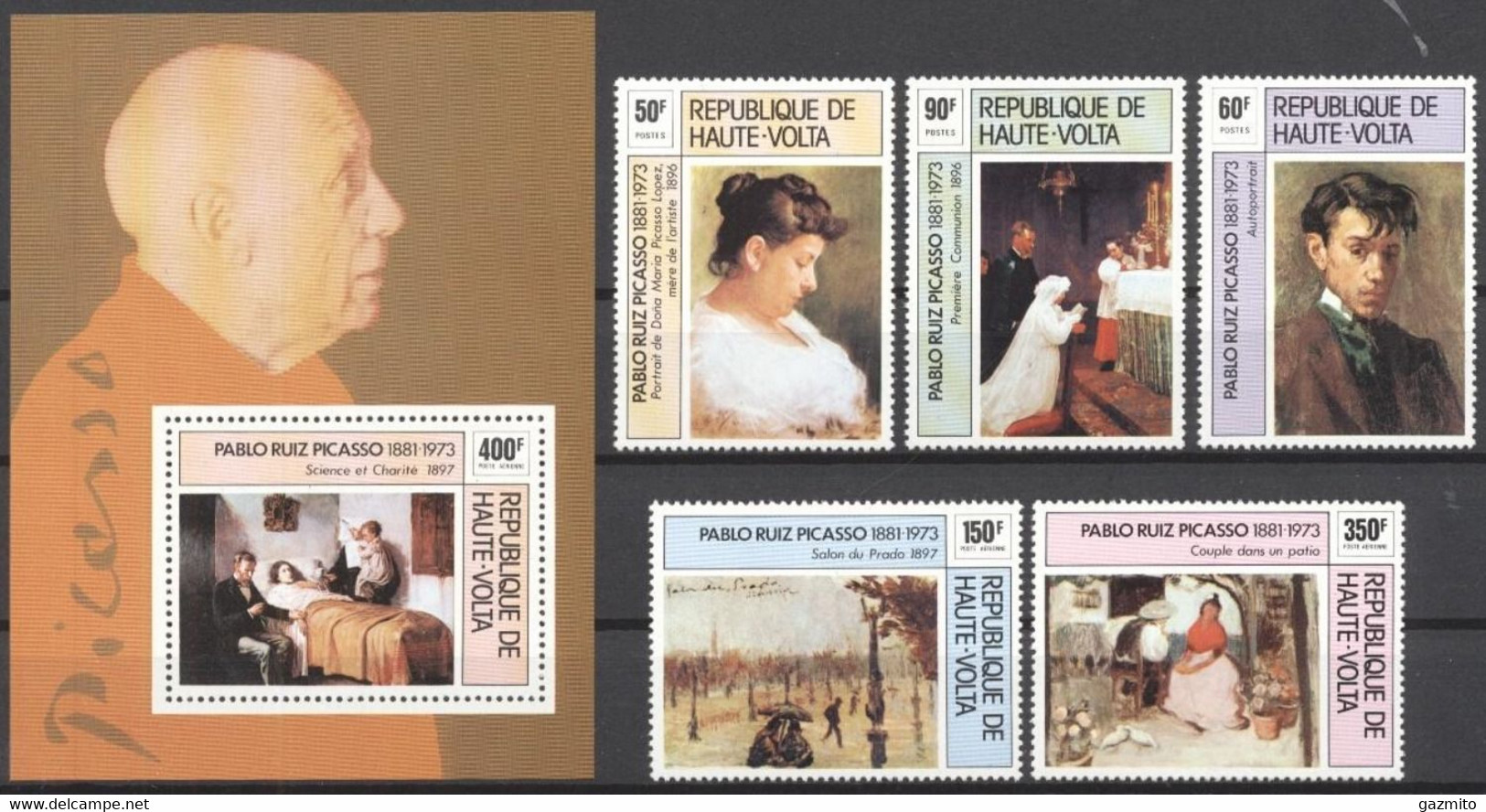 Haute Volta 1975, Art, Picasso, 5val +BF - Haute-Volta (1958-1984)