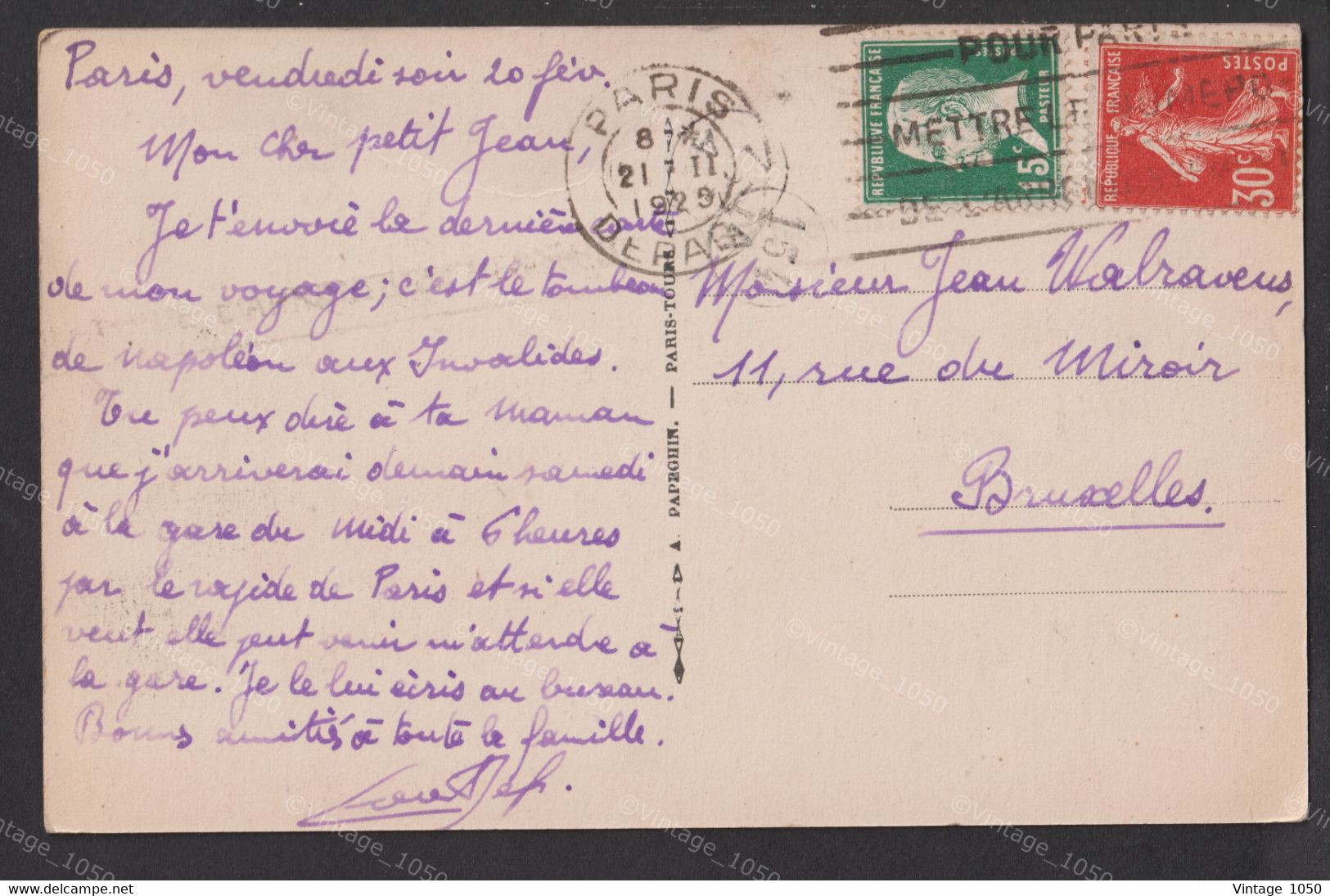 ✅ CPA 358 PARIS Tombeau De Napoléon Ier Aux Invalides + Timbres 1929  Edit A.P. -A. Papeghin  +/-9x14cm #988072 - Histoire