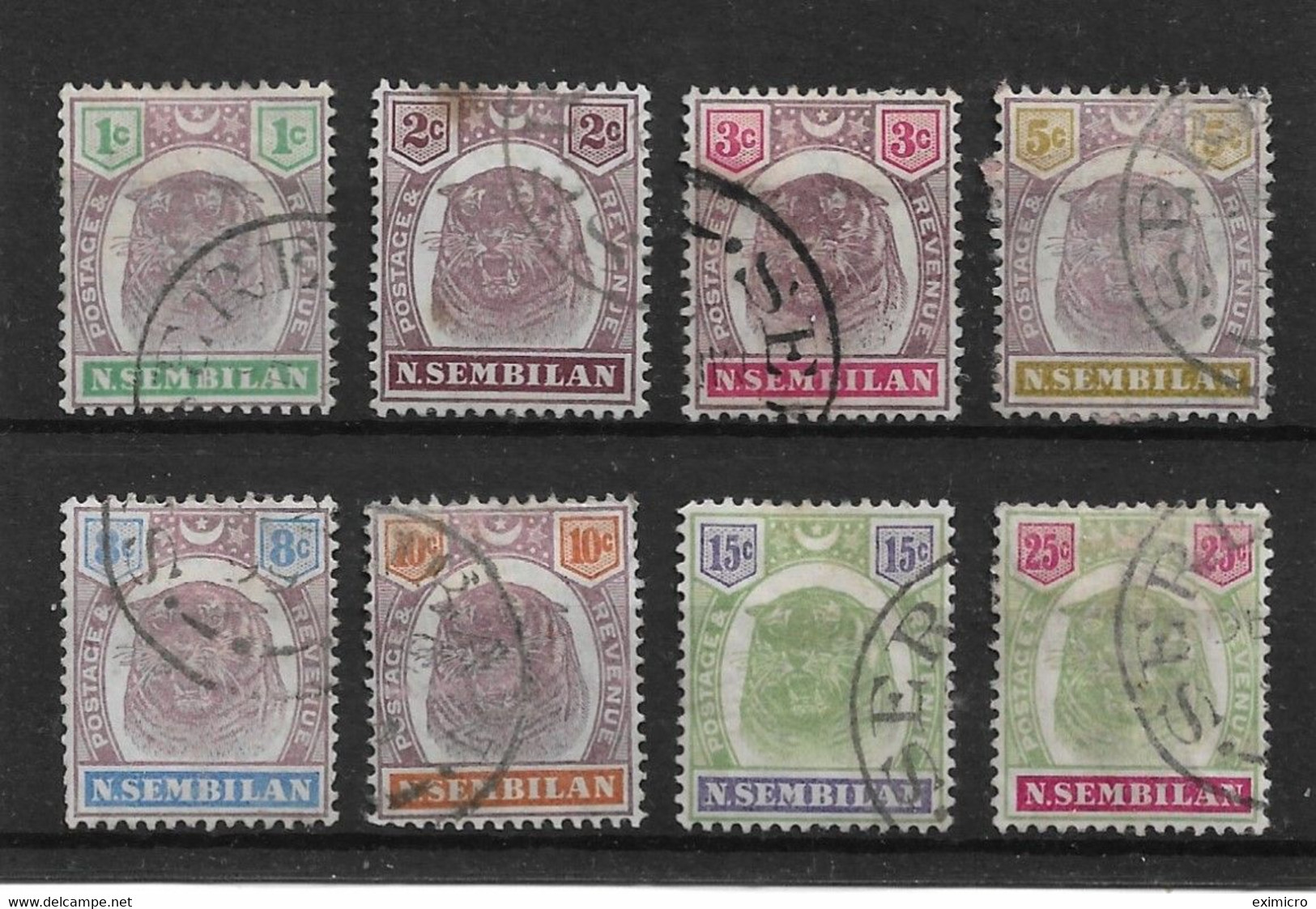 MALAYA - NEGRI SEMBILAN1895 - 1899  SET TO 25c (ex 20c) SG 5/13 (ex SG 12) FINE USED Cat £405+ - Negri Sembilan