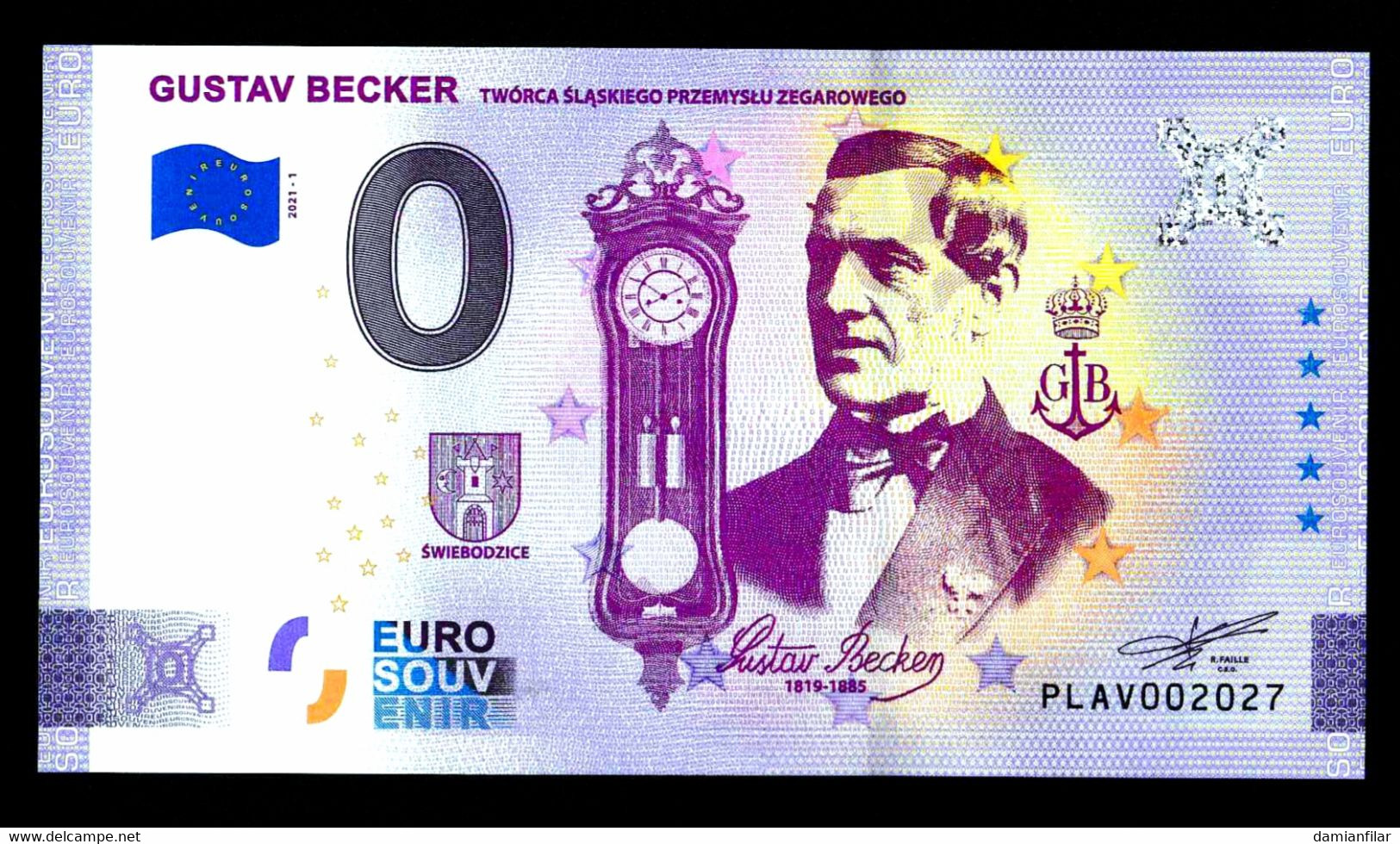 0 Euro Souvenir Gustav Becker Normal Poland PLAV 2021-1 - Pologne