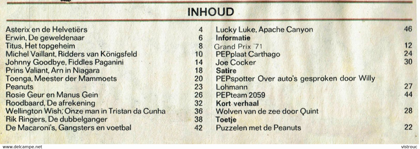 1971 - PEP - N° 18  - Weekblad - Inhoud: Scan 2 Zien - RIC HOCHET. - Pep