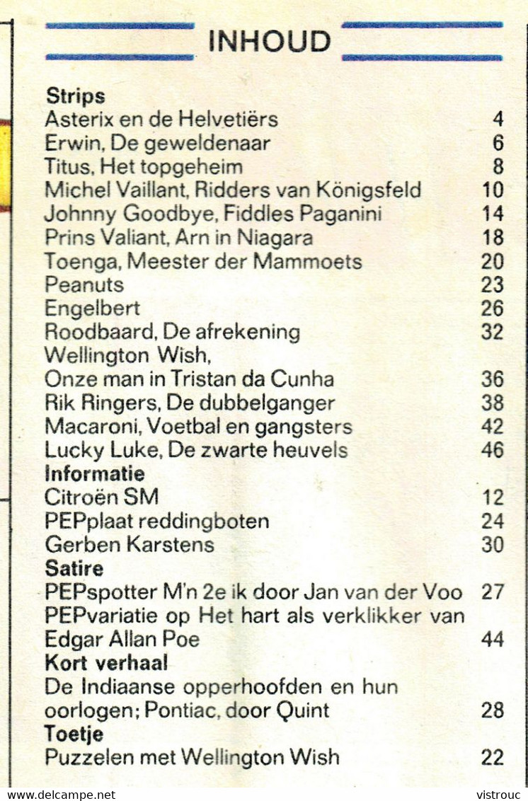 1971 - PEP - N° 20  - Weekblad - Inhoud: Scan 2 Zien - Michel VAILLANT. - Pep