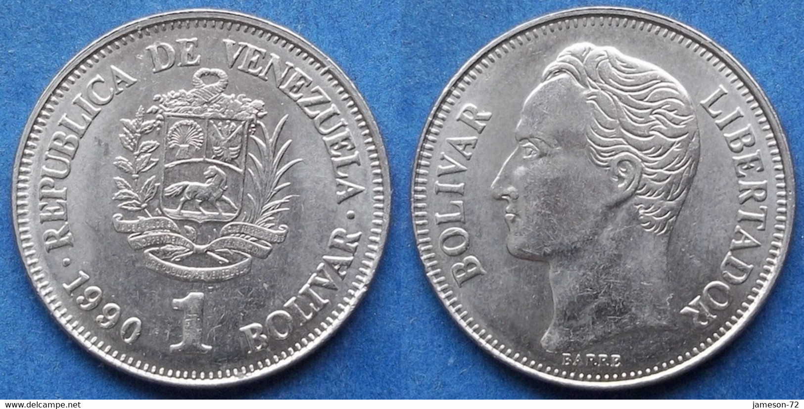 VENEZUELA - 1 Bolivar 1990 Y# 52a.2 Reform Coinage (1896-1999) - Edelweiss Coins - Venezuela