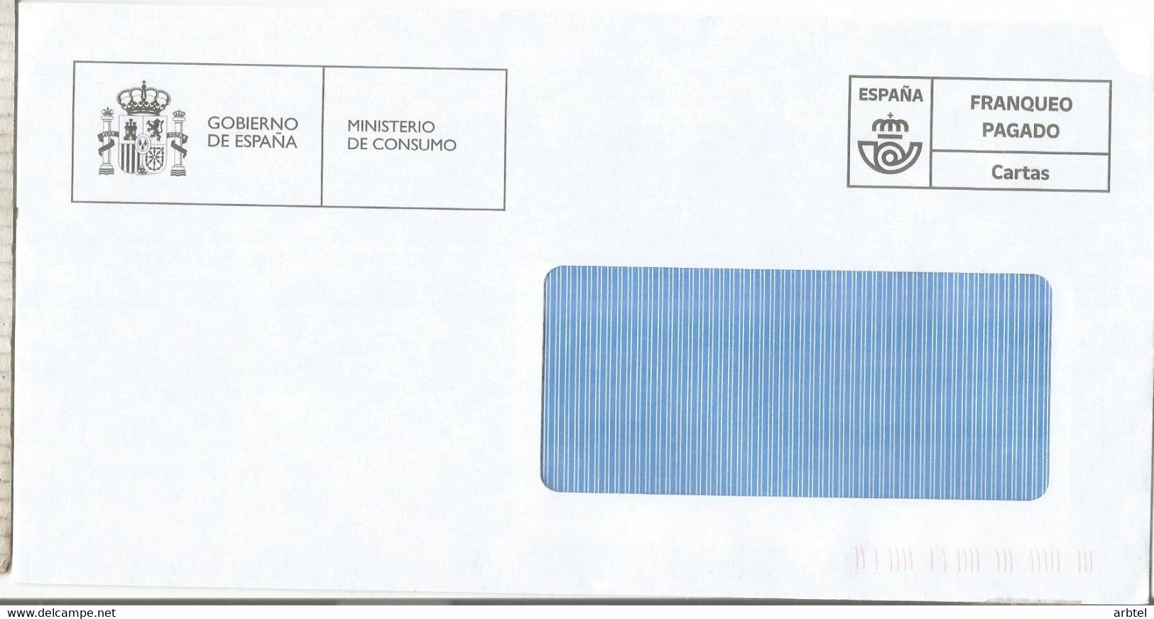 ESPAÑA  CC FRANQUEO PAGADO MINISTERIO DE CONSUMO - Cartas & Documentos