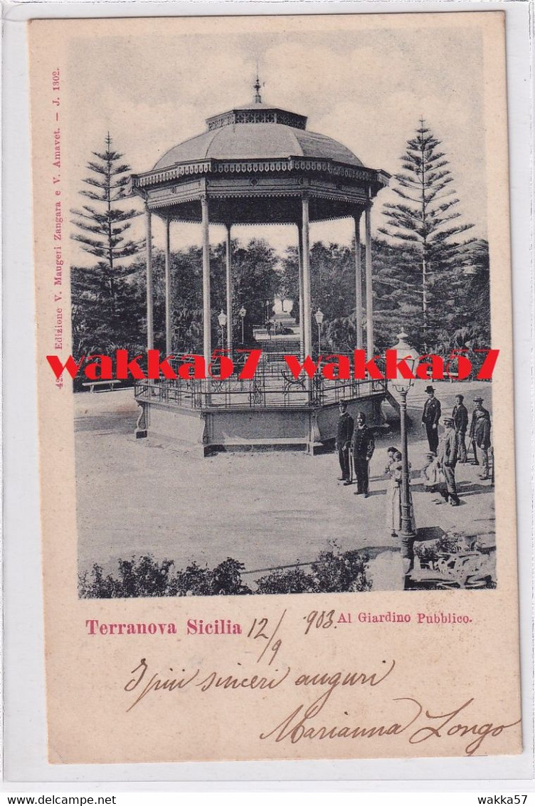 AA845 - Terranova Sicilia - Gela -  Al Giardino Pubblico -  F.p. Vg. 1903 - Gela